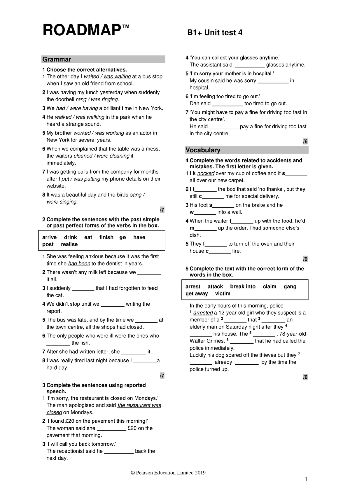 Roadmap-b1-unit-test-4-pdf Compress - ROADMAP ™ B1+ Unit Test 4 ...