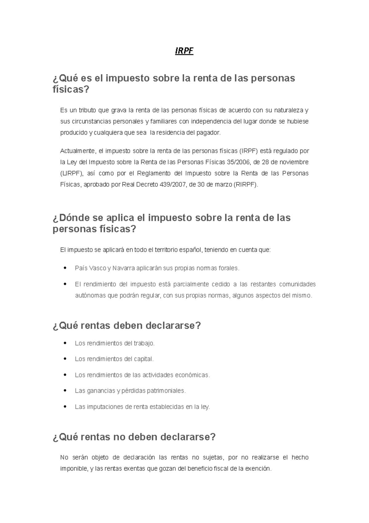 IRPF - Dº FINANCIERO Y TRIBUTARIO - IRPF ¿Qué es el impuesto sobre la ...