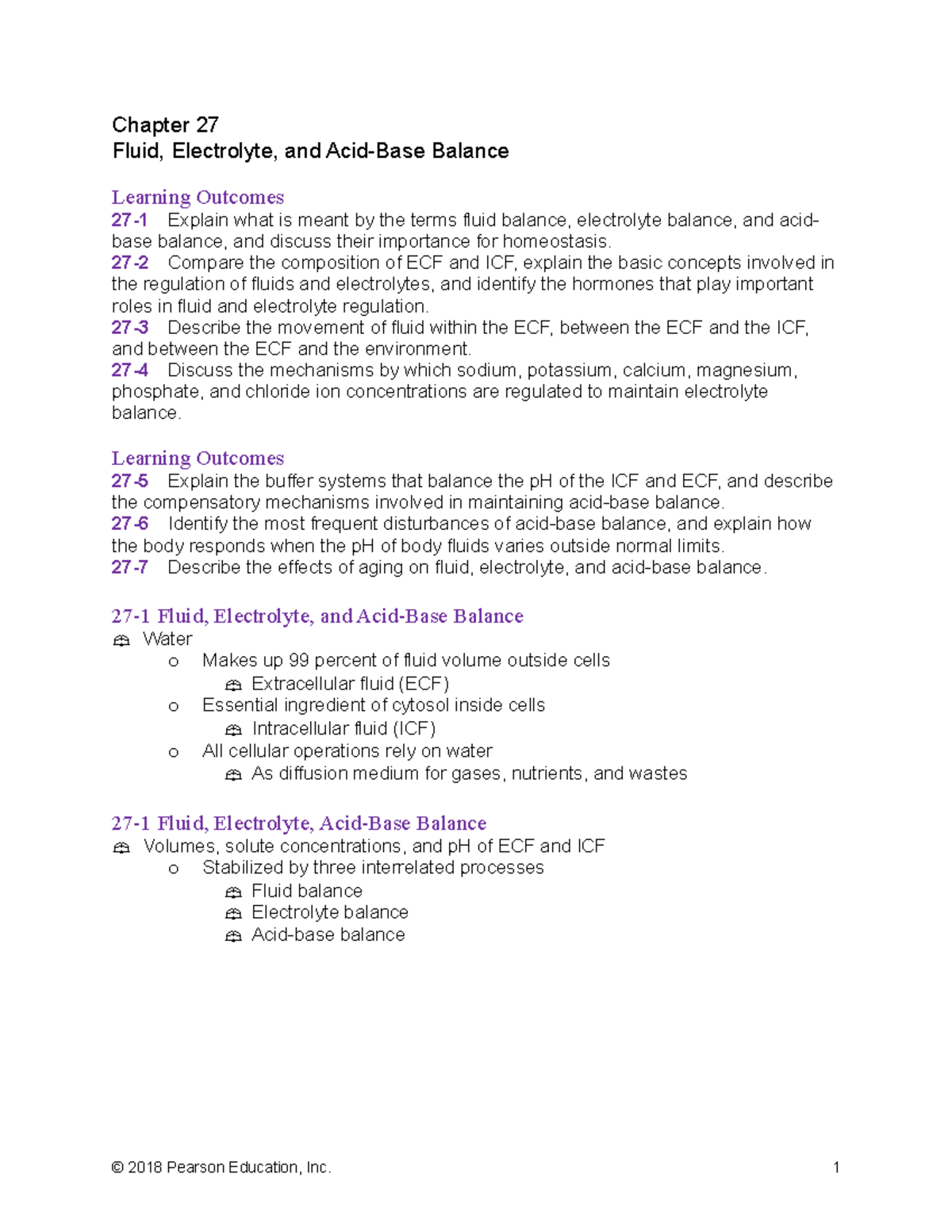Chapter 2 - Notes - Chapter 27 Fluid, Electrolyte, and Acid-Base ...