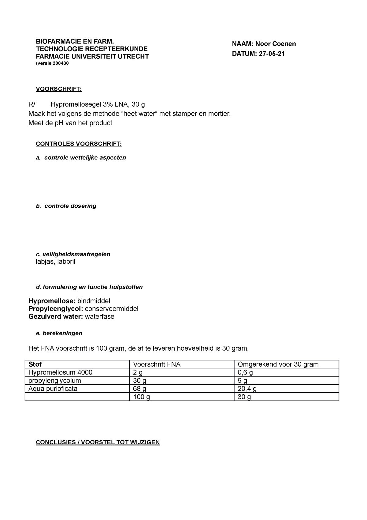 Cbv 6a Practica Cbv Biofarmacie En Farm Technologie Recepteerkunde