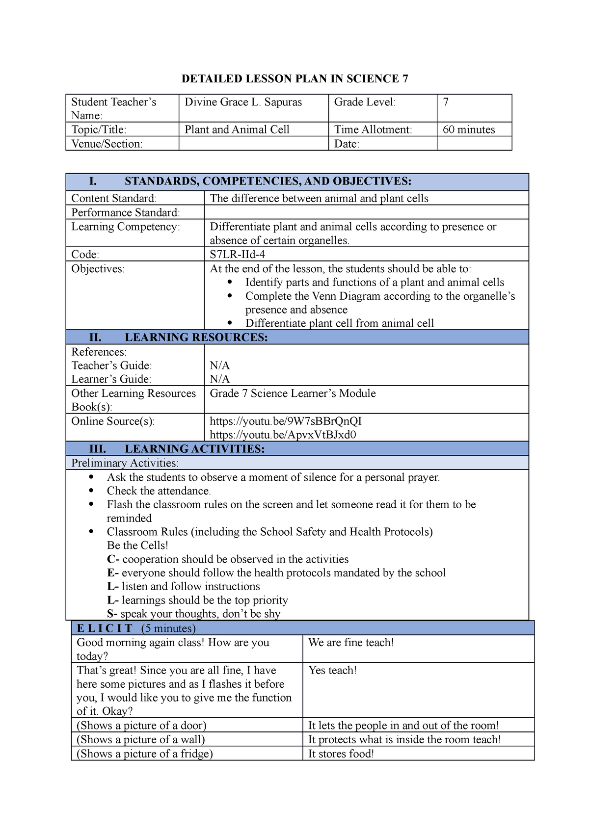 7Es-Lesson-Plan Sapuras-Divine - DETAILED LESSON PLAN IN SCIENCE 7 ...