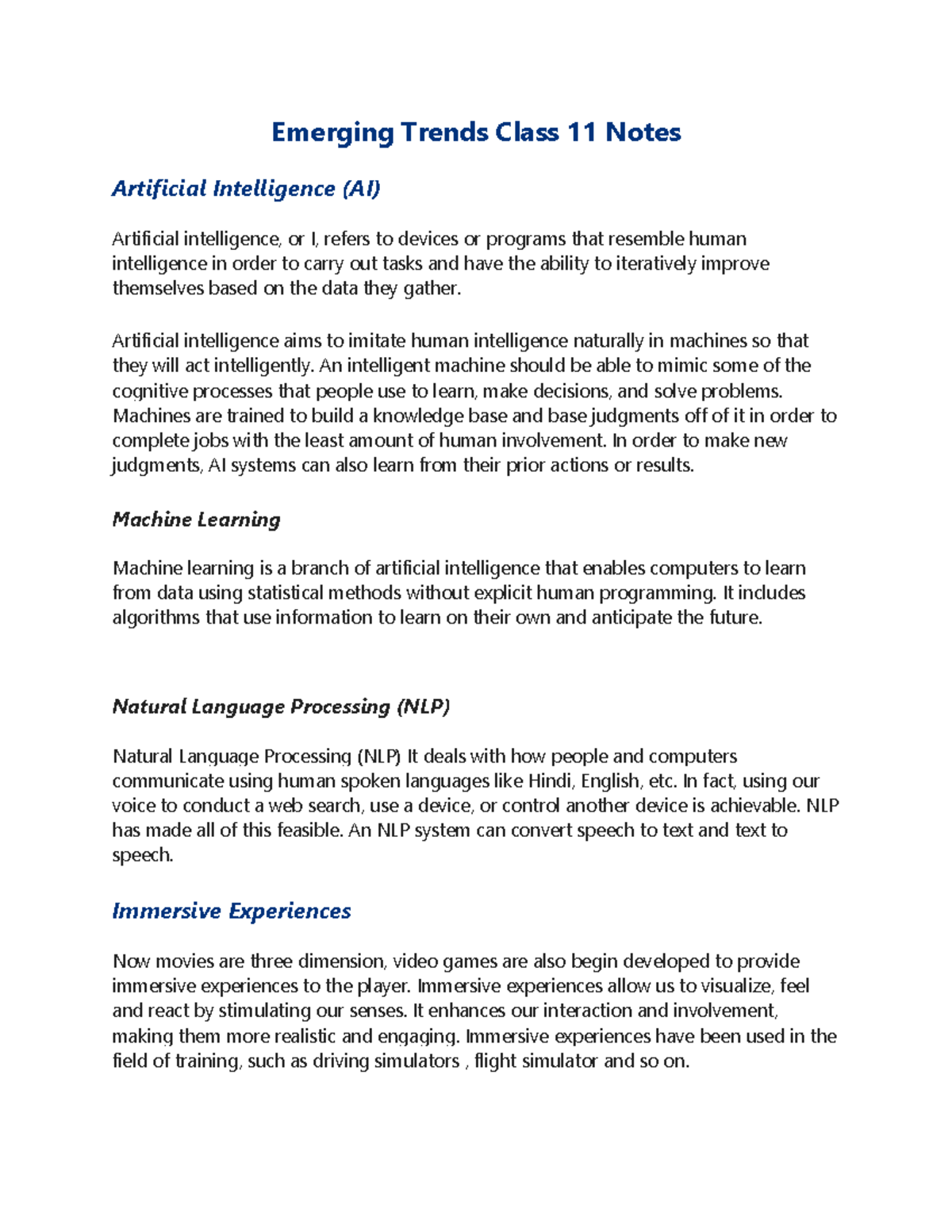 Emerging Trends Class 11 Notes - Emerging Trends Class 11 Notes ...