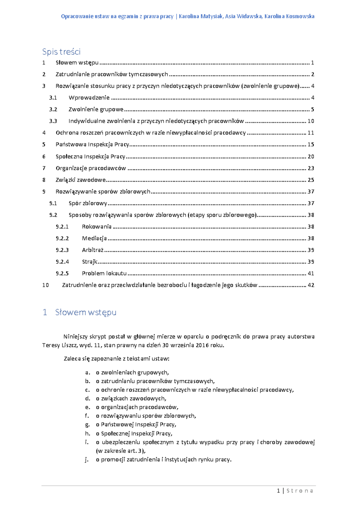 Europejskie Prawo Pracy Florek Spis Treści www.studocu.com