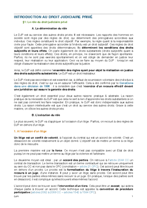 Fiches-DJP - Cours Droit Judiciaire Privé - DROIT JUDICIAIRE PRIVÉ ...