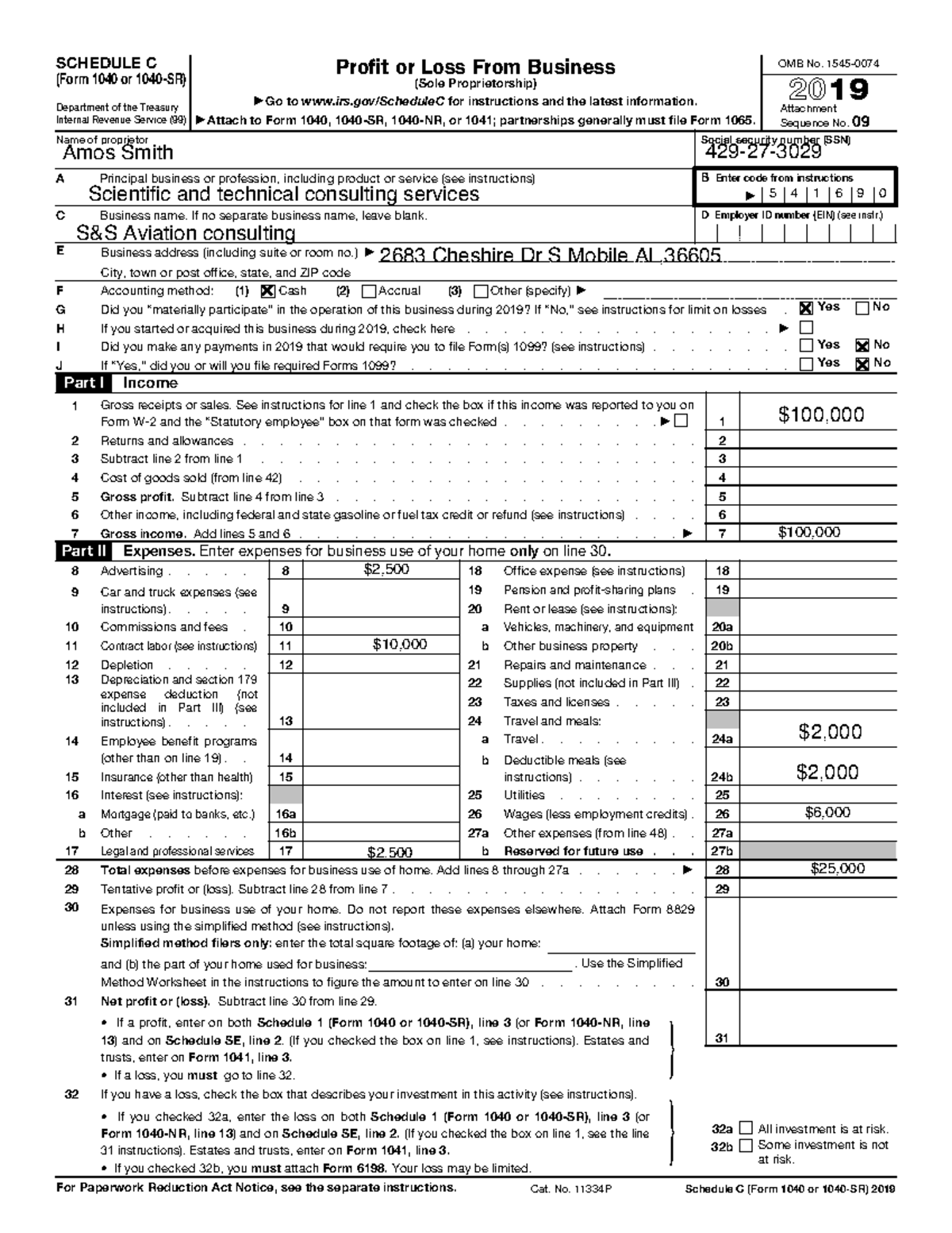 1040C form essay school report college class - SCHEDULE C (Form 1040 or ...