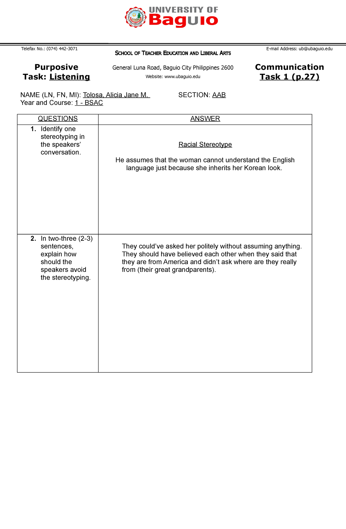 critical listening assignment