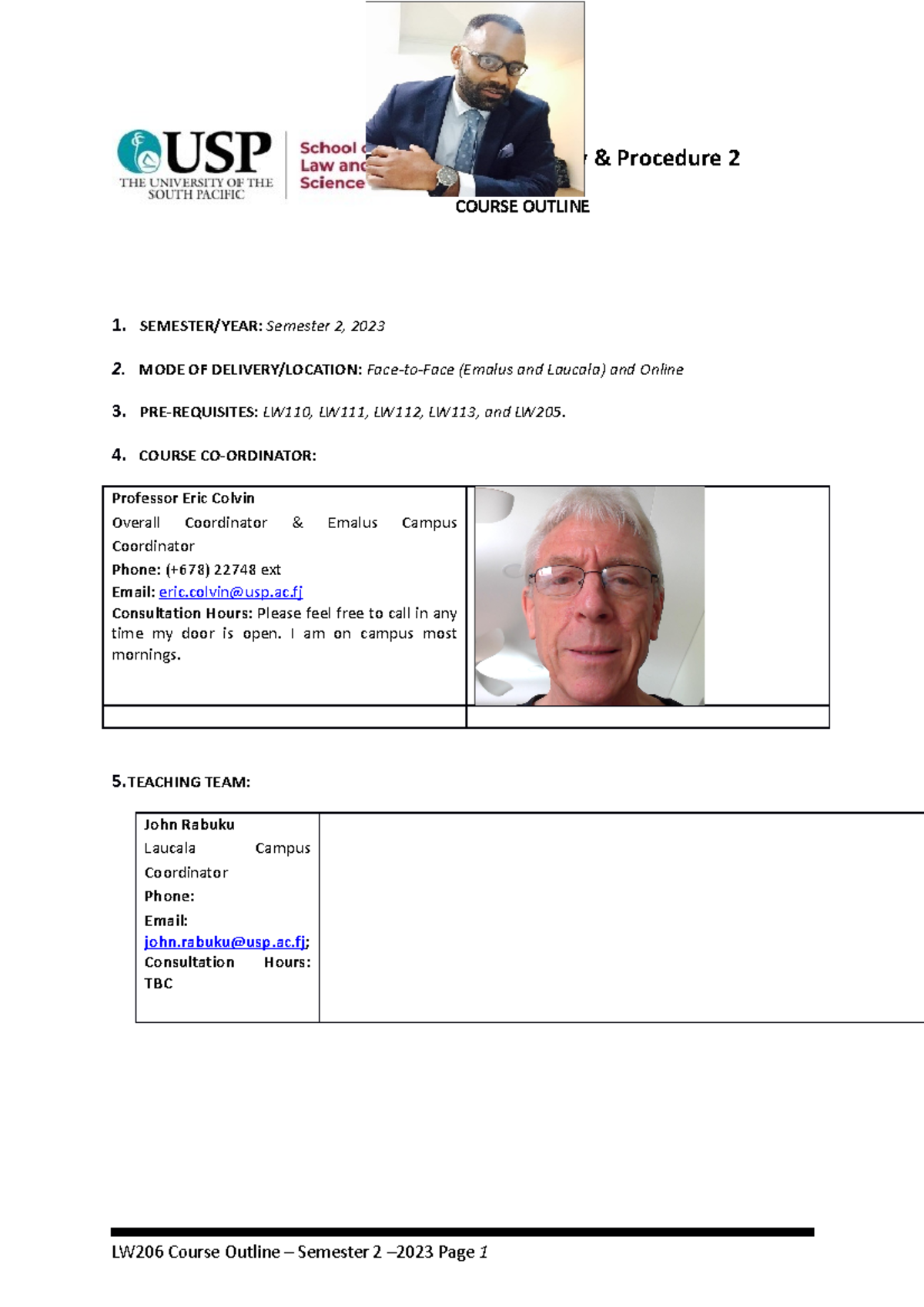 LW206 Course Outline 2023 - Criminal Law and Procedure 2 - USP - Studocu