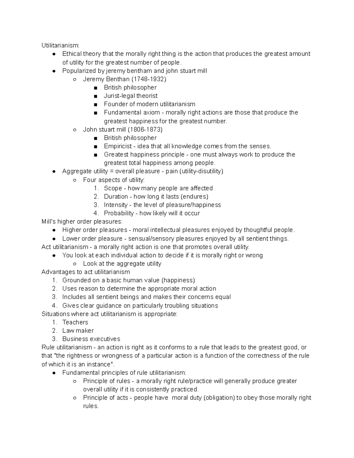 Act and rule utilitarianism - Utilitarianism: Ethical theory that the ...