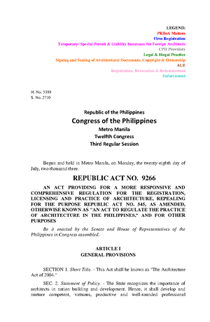 Reviwer - CODE OF ETHICS • R. NO. 9266 • KNOWN AS THE TH ARCHITECTURAL ...