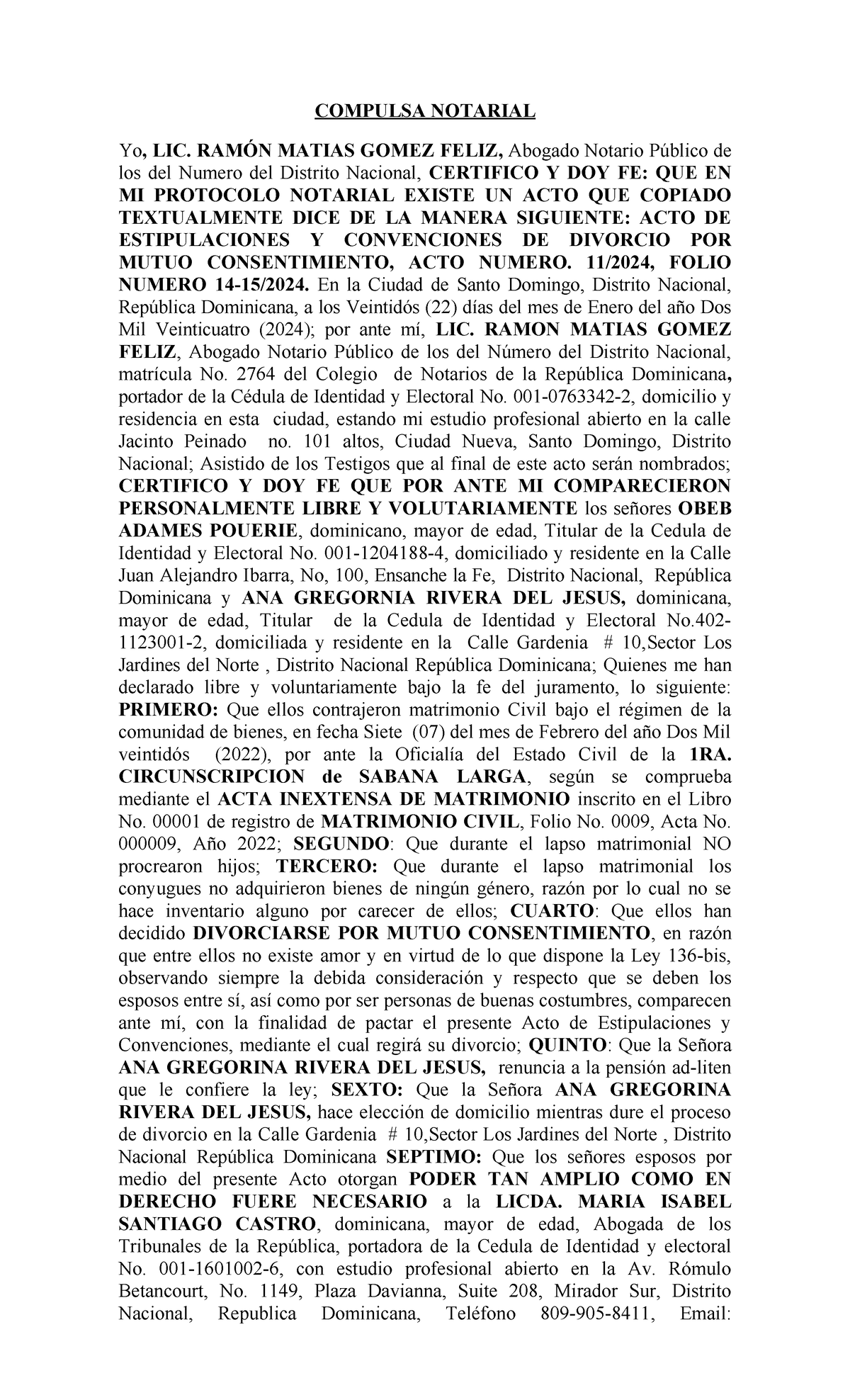 Compulsa Divorcio OBEB - COMPULSA NOTARIAL Yo, LIC. RAMÓN MATIAS GOMEZ ...