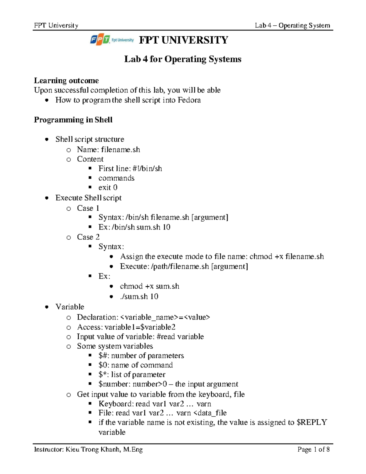 OSG202 Lab04 Pham Minh Truongg - FPT UNIVERSITY Lab 4 For Operating ...