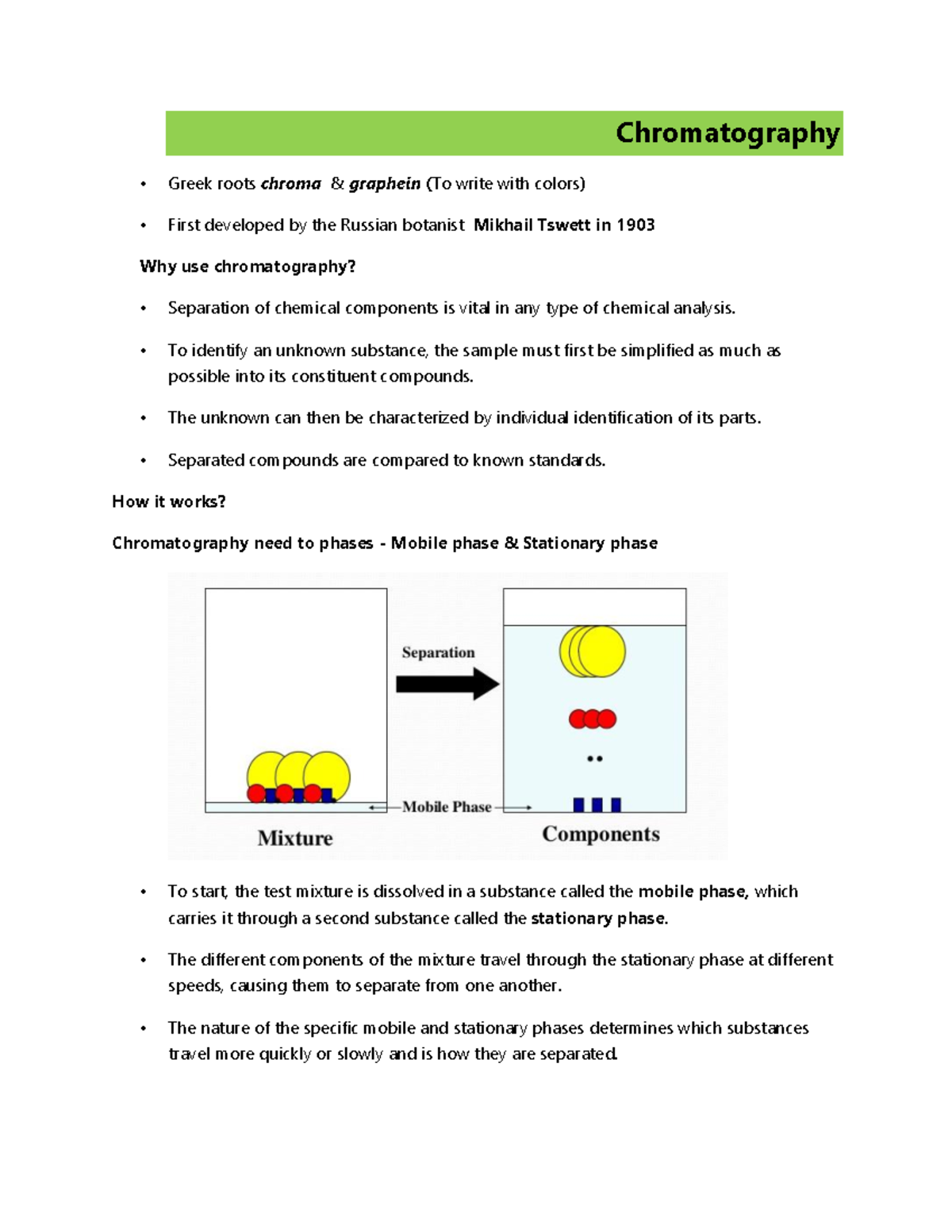 Chromatography AT A Glanceconverted Chromatography Greek roots