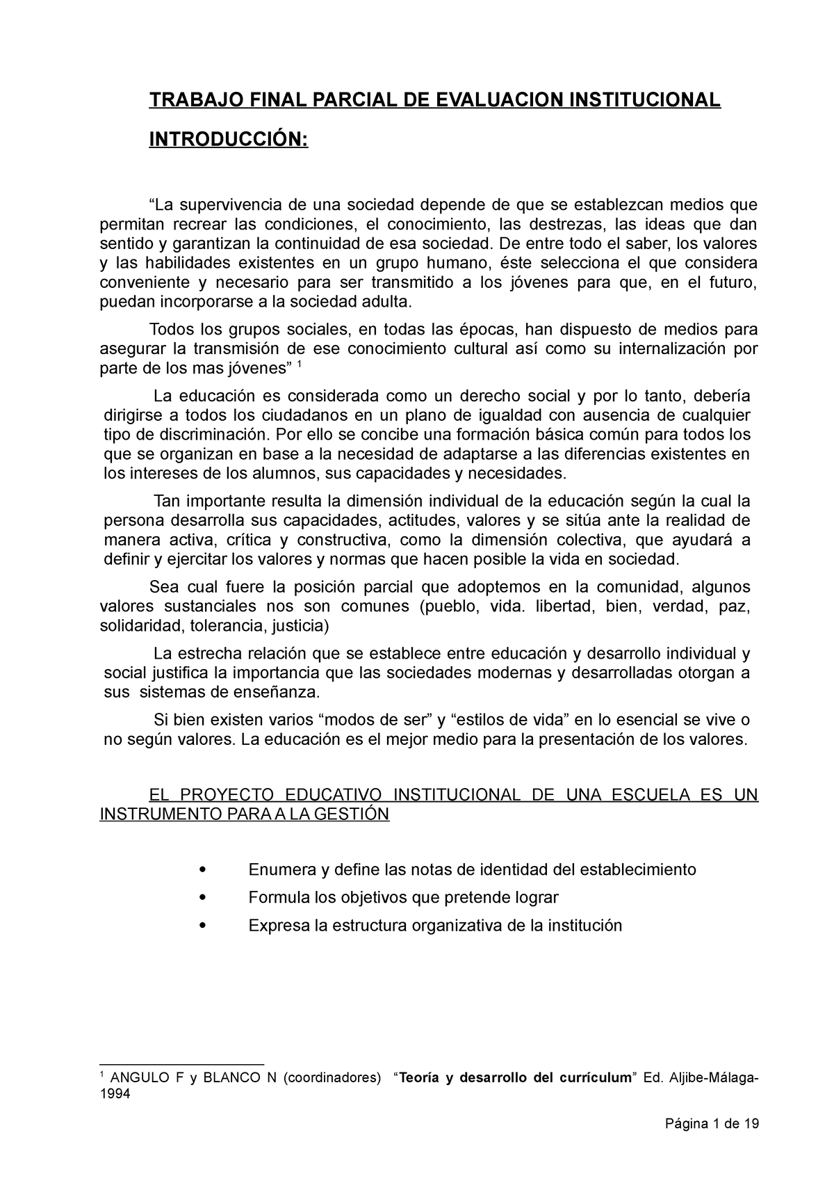 Tp Evaluacion Institucional Corregido Trabajo Final Parcial De Evaluacion Institucional 7913