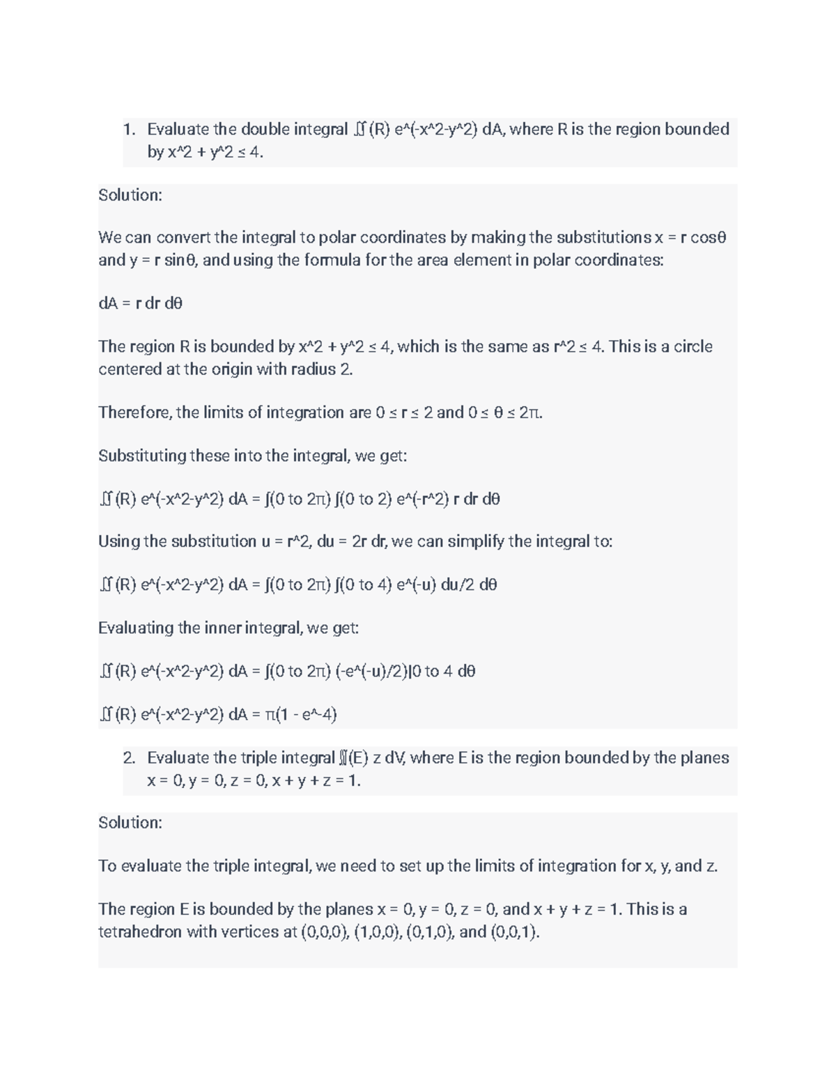 Multiple Integration Problems - Evaluate the double integral ∫∫(R) e ...