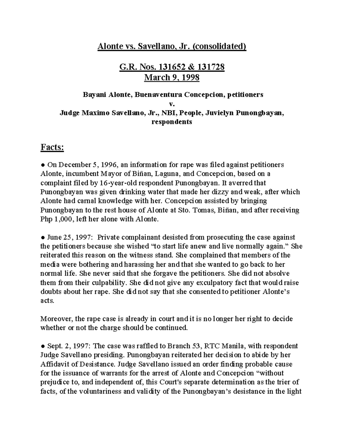 Alonte vs. Savellano, Jr. (consolidated) - Alonte vs. Savellano, Jr ...