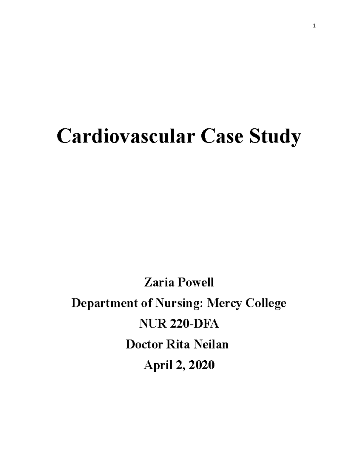 case study examples cardiovascular