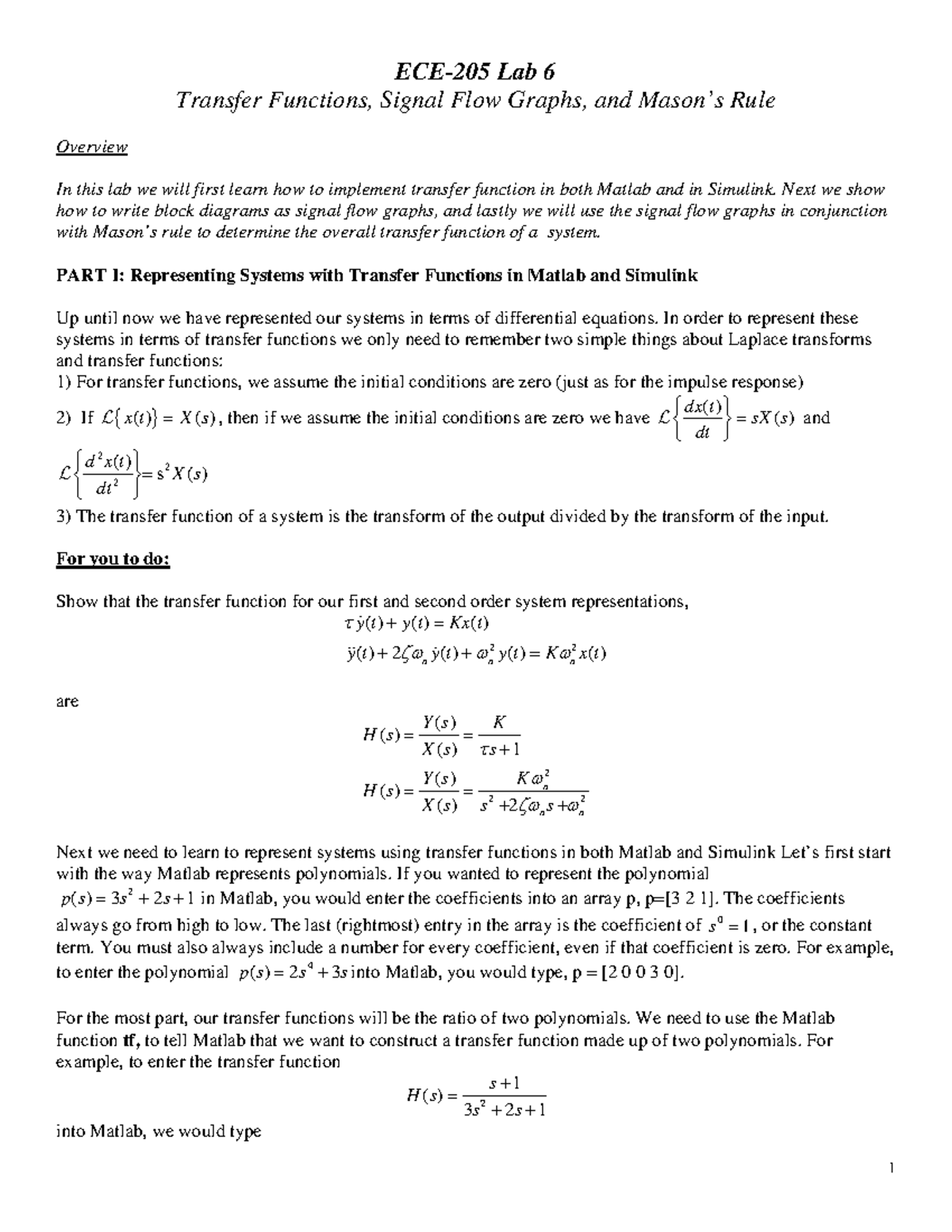 Signal Processing matlab code example - ECE-205 Lab 6 Transfer ...