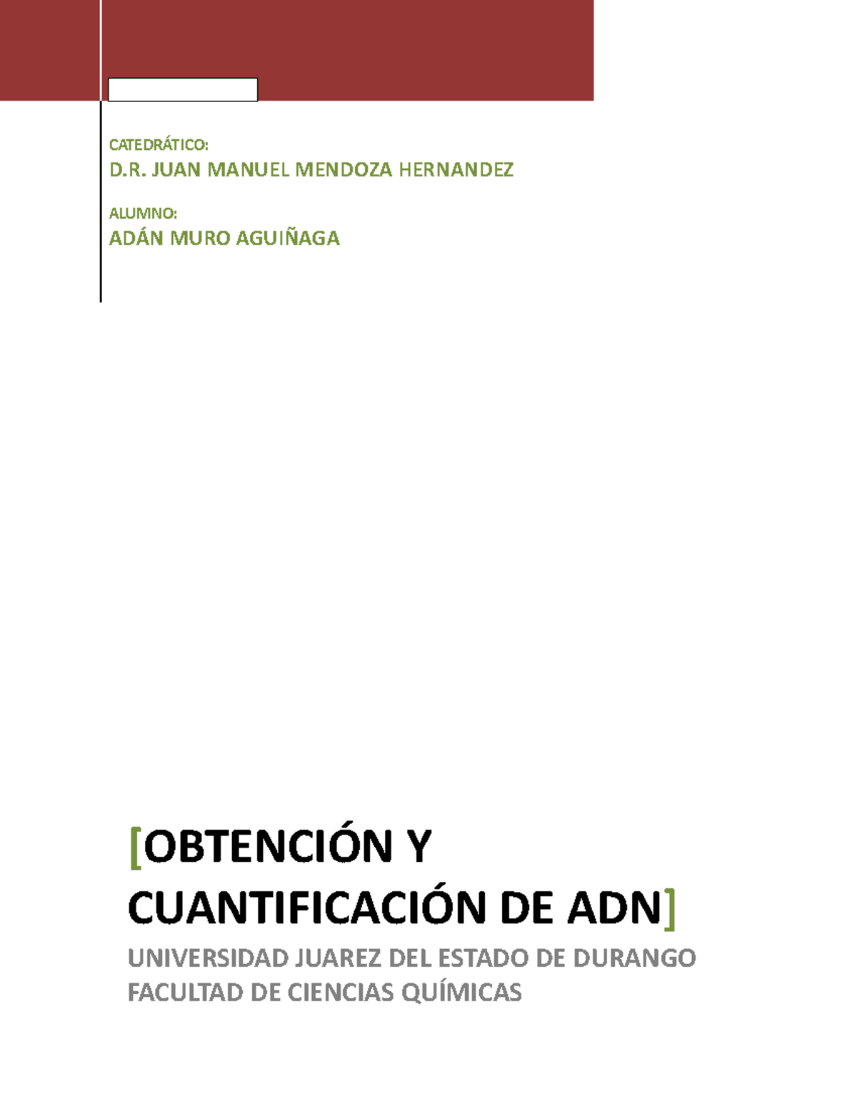 Obtención y cuantificación de ADN [OBTENCIÓN