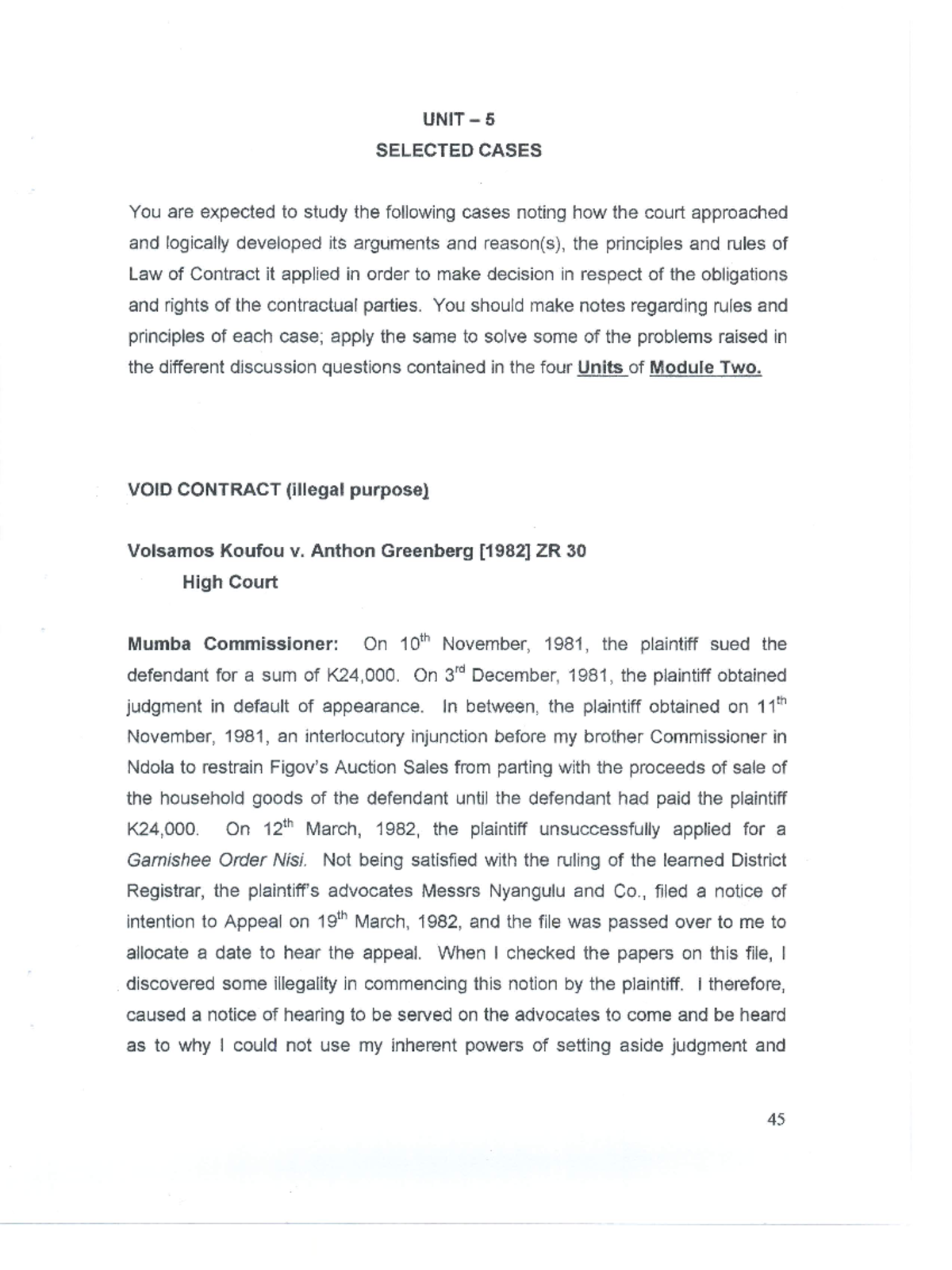 LL12 Unit Five p45 - 68 - module - Contract Law - Studocu