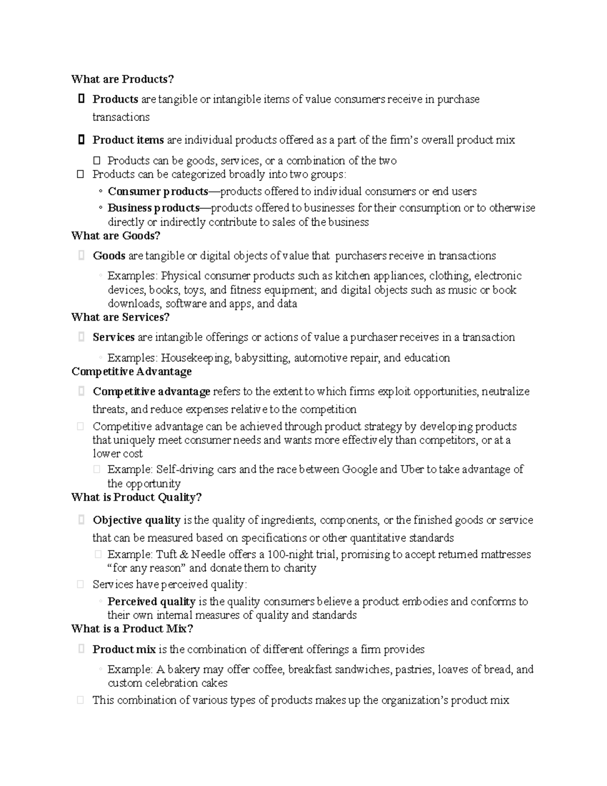 MKT315-ch.5 notes - What are Products? ฀ Products are tangible or ...