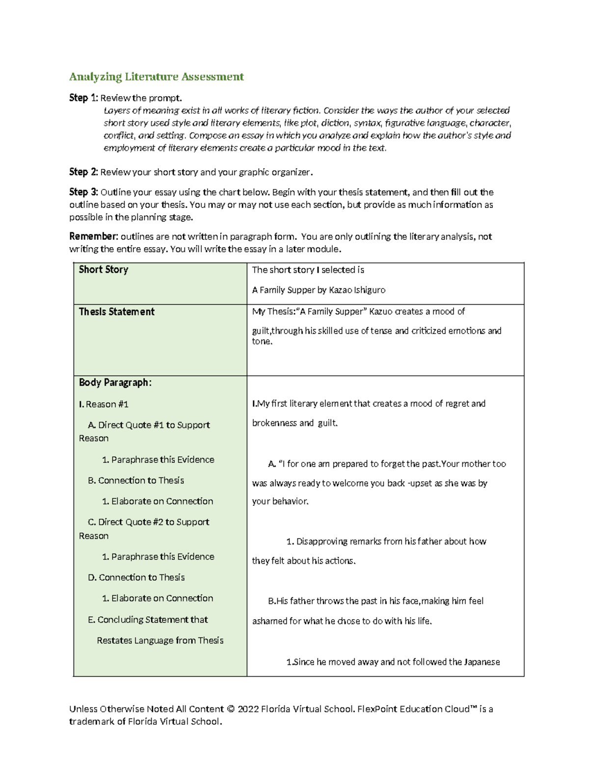 Analyzing Literature Assess Rubric - Analyzing Literature Assessment ...