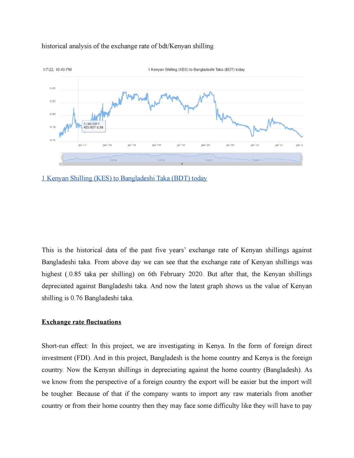 444 Assignment - Historical Analysis Of The Exchange Rate Of Bdt/Kenyan ...