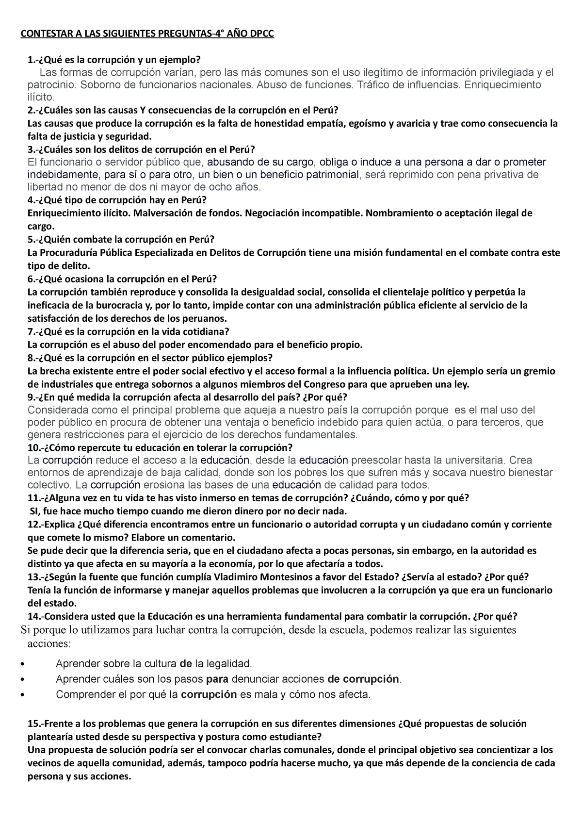 Ficha DE Aprendizaje DEL ÁREA DPCC 4°-DPCC-III-B - CONTESTAR A LAS ...