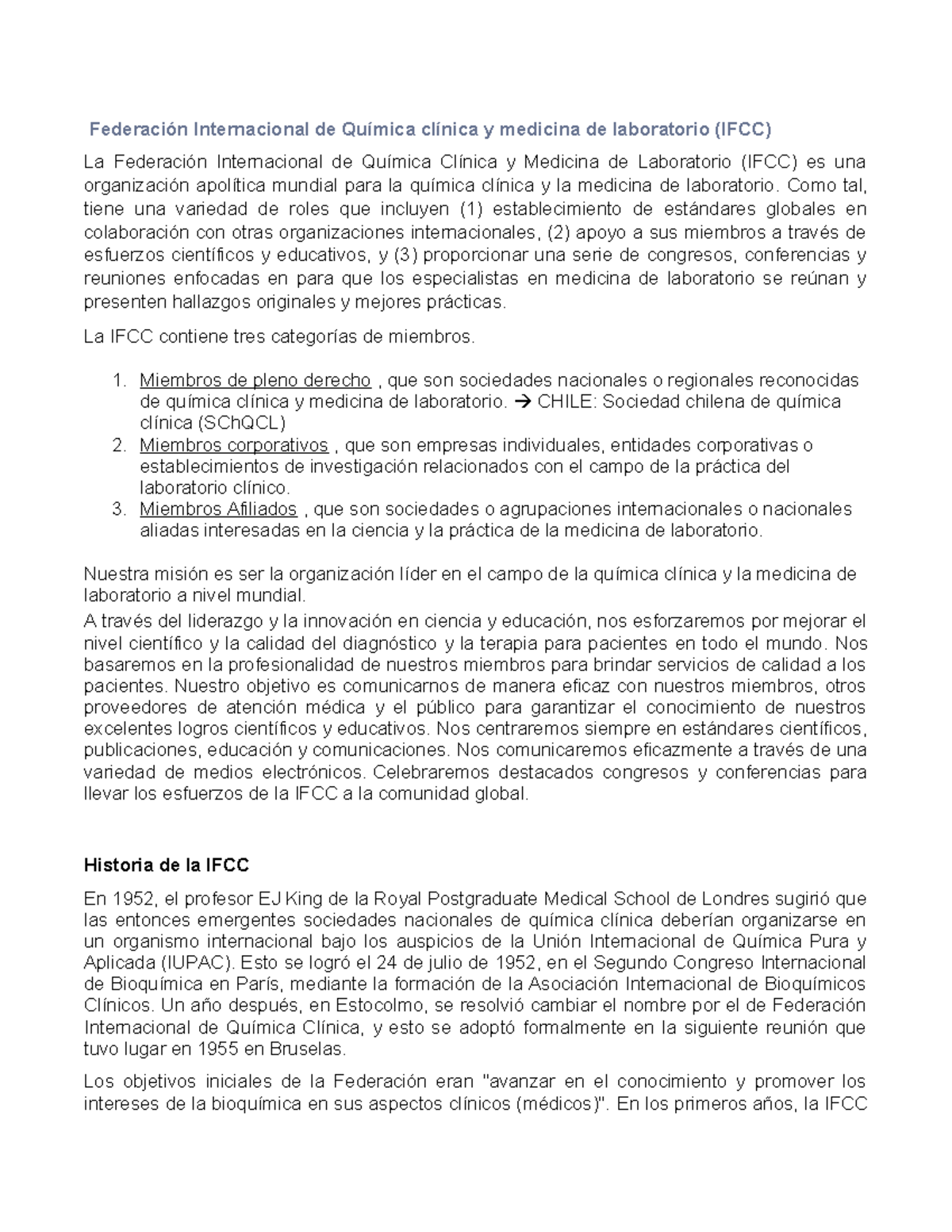 IFCC - muy x - Federación Internacional de Química clínica y medicina ...