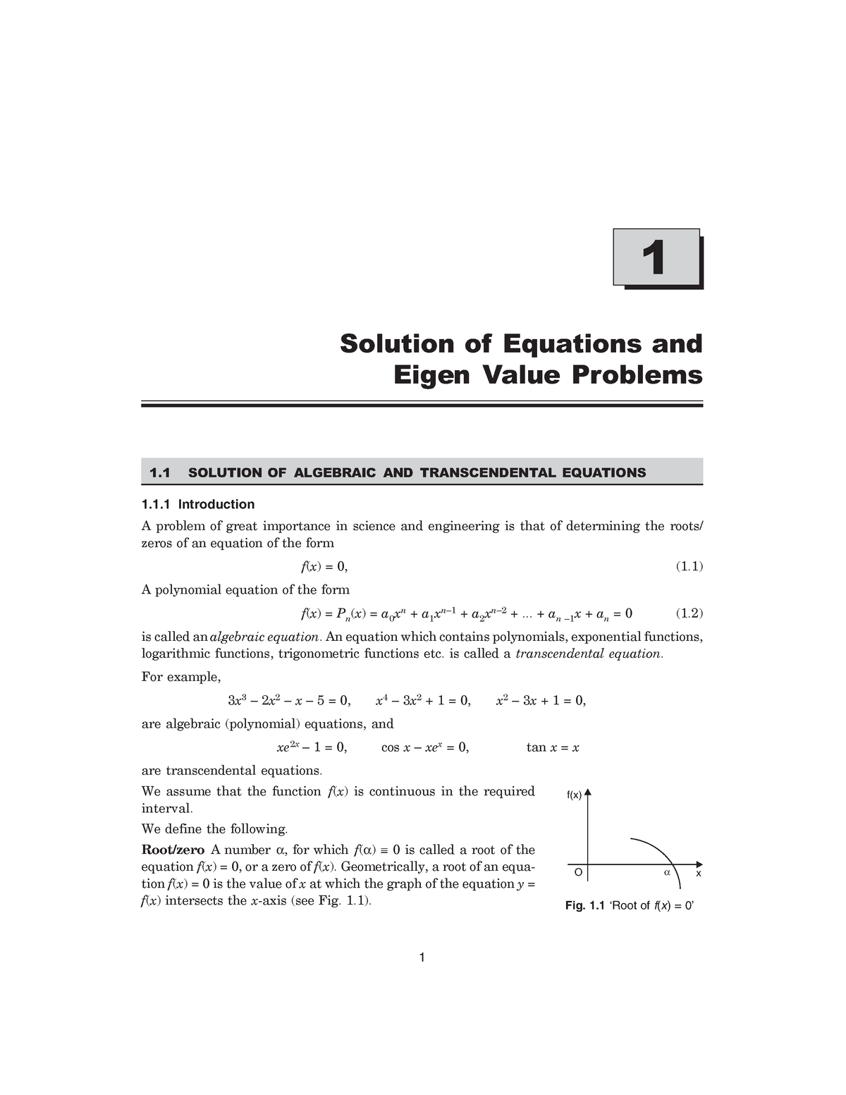 Numerical Methods-1 - 1 1 Solution Of Equations And Eigen Value ...