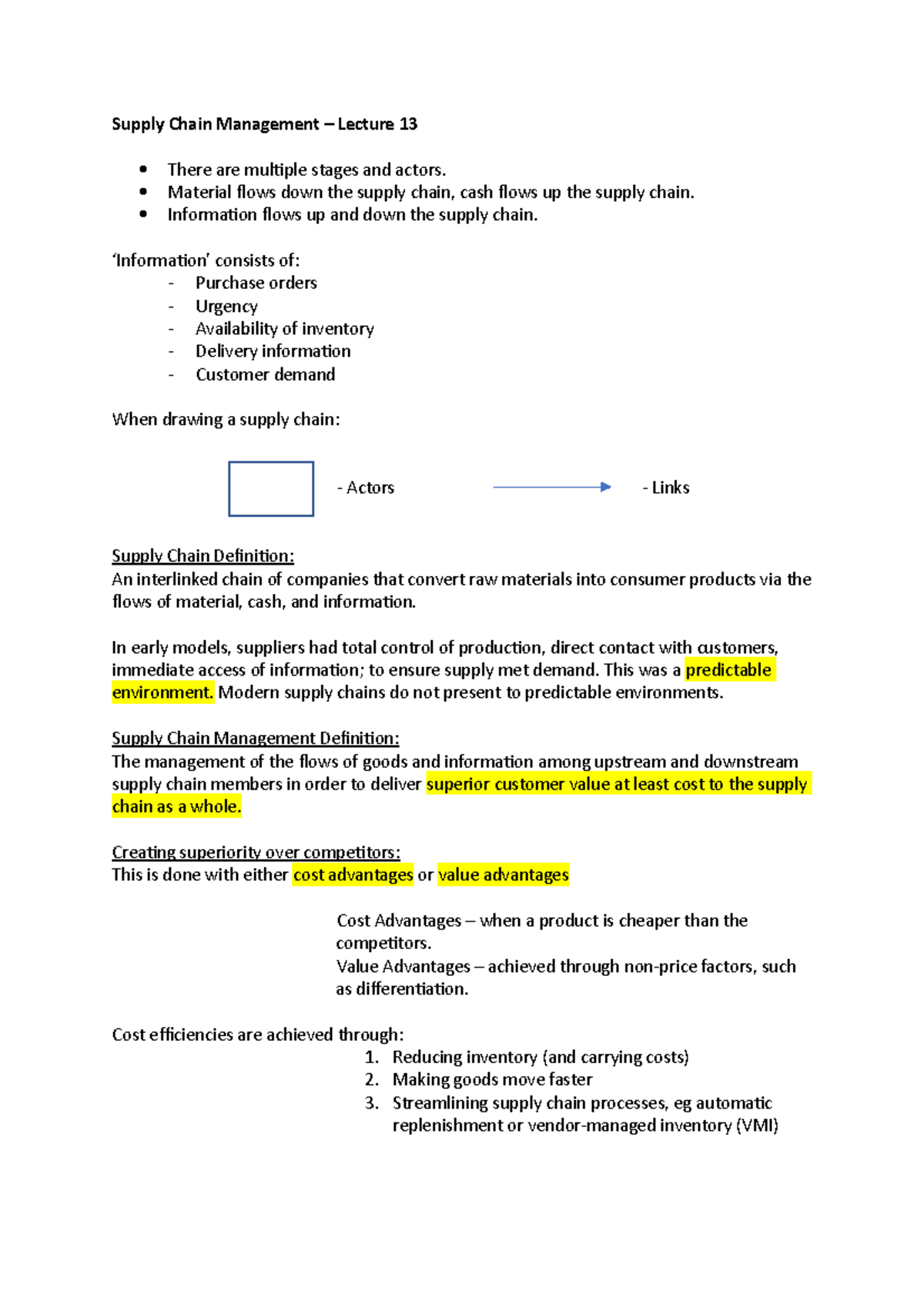 Week 1 Notes Supply Chain Management Lecture 13 There are multiple