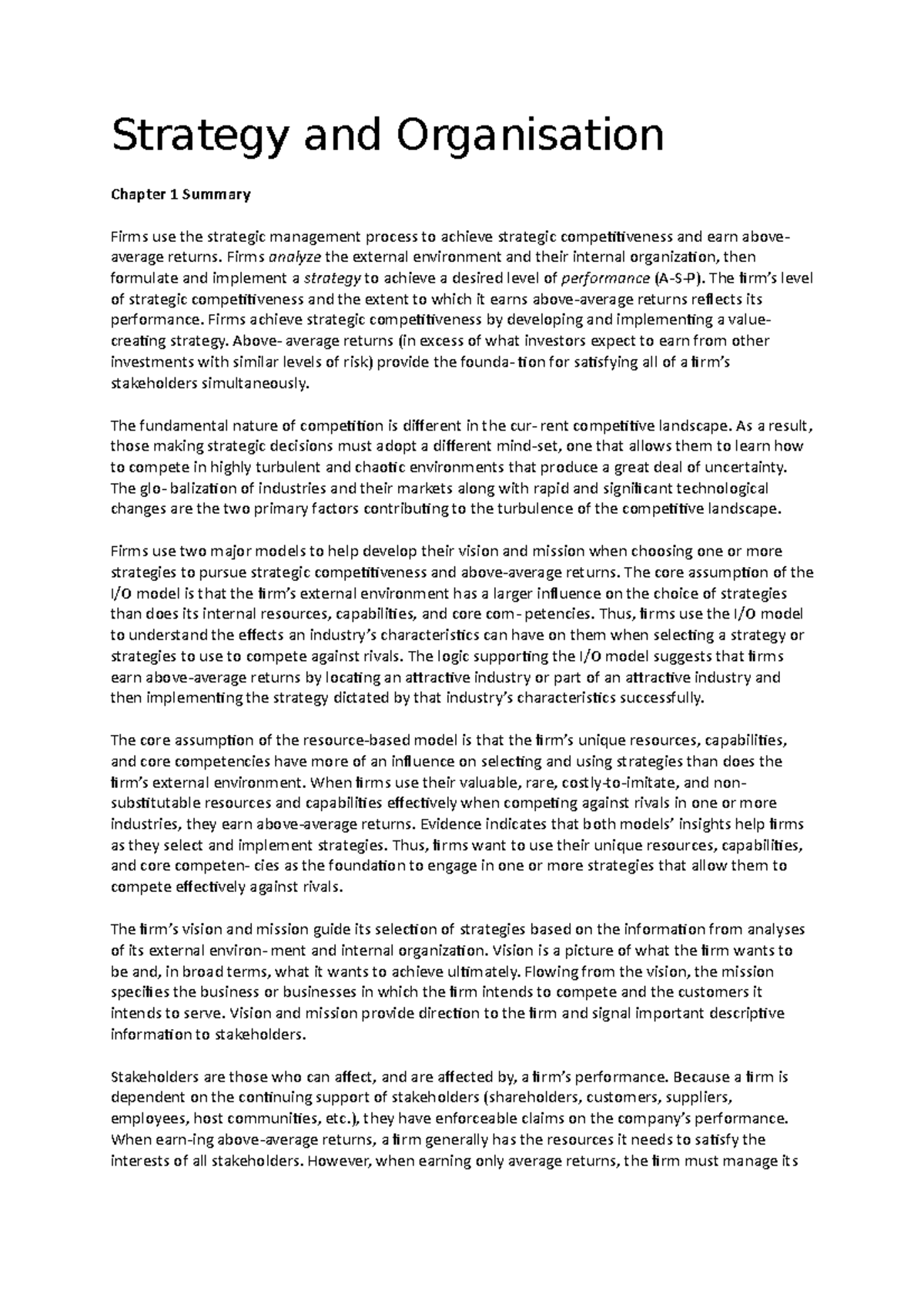 Organizational Strategy Summary – RYJIWN