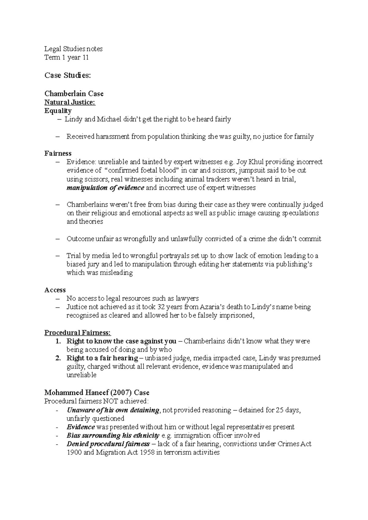 Legal Studies notes - Legal Studies notes Term 1 year 11 Case Studies ...