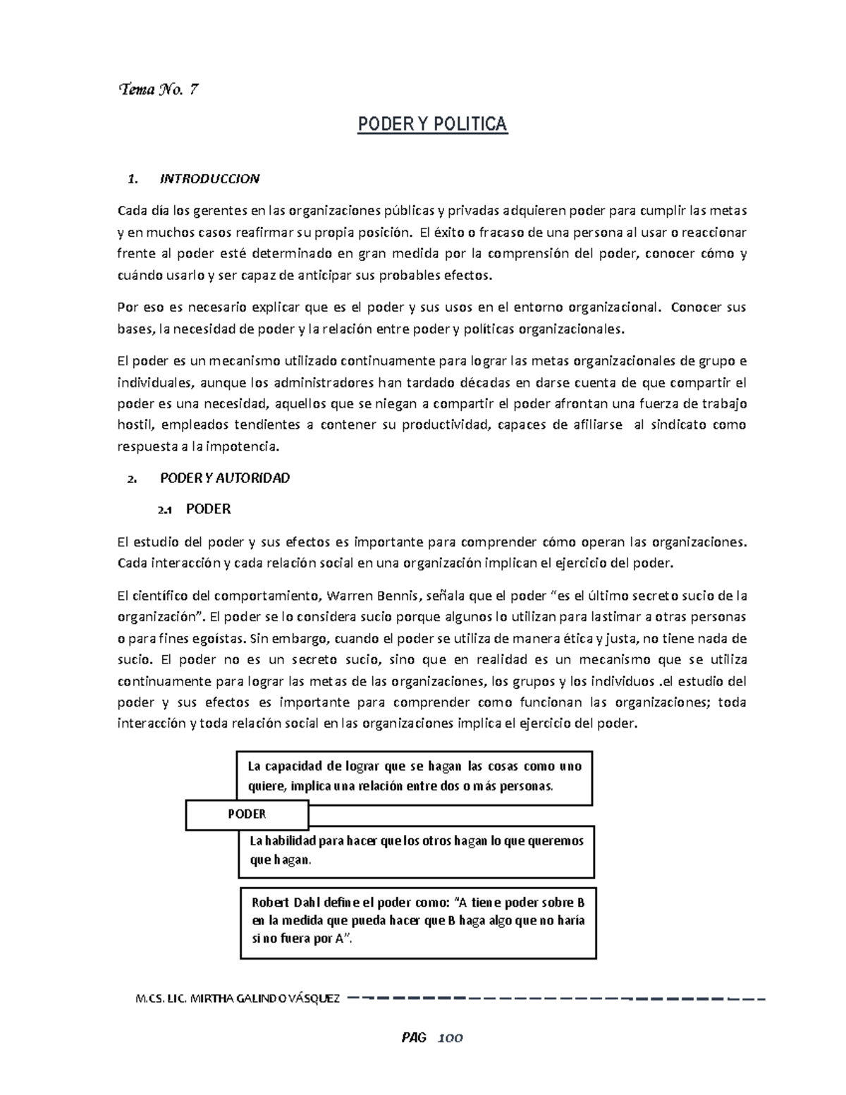 Tema 7 Poder Y Politica - M. LIC. MIRTHA GALINDO VÁSQUEZ Tema No. 7 ...