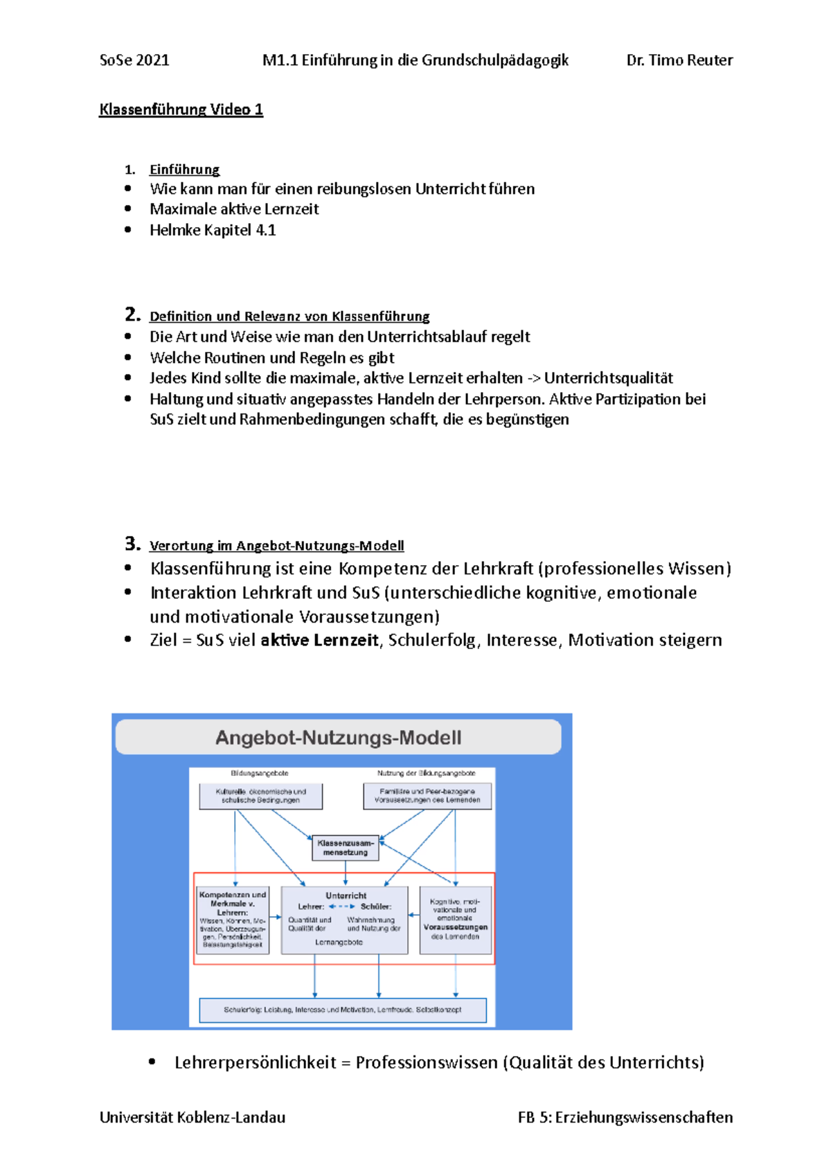 Baustein+Klassenf Hrung+Video 1+o L - Klassenführung Video 1 1 ...