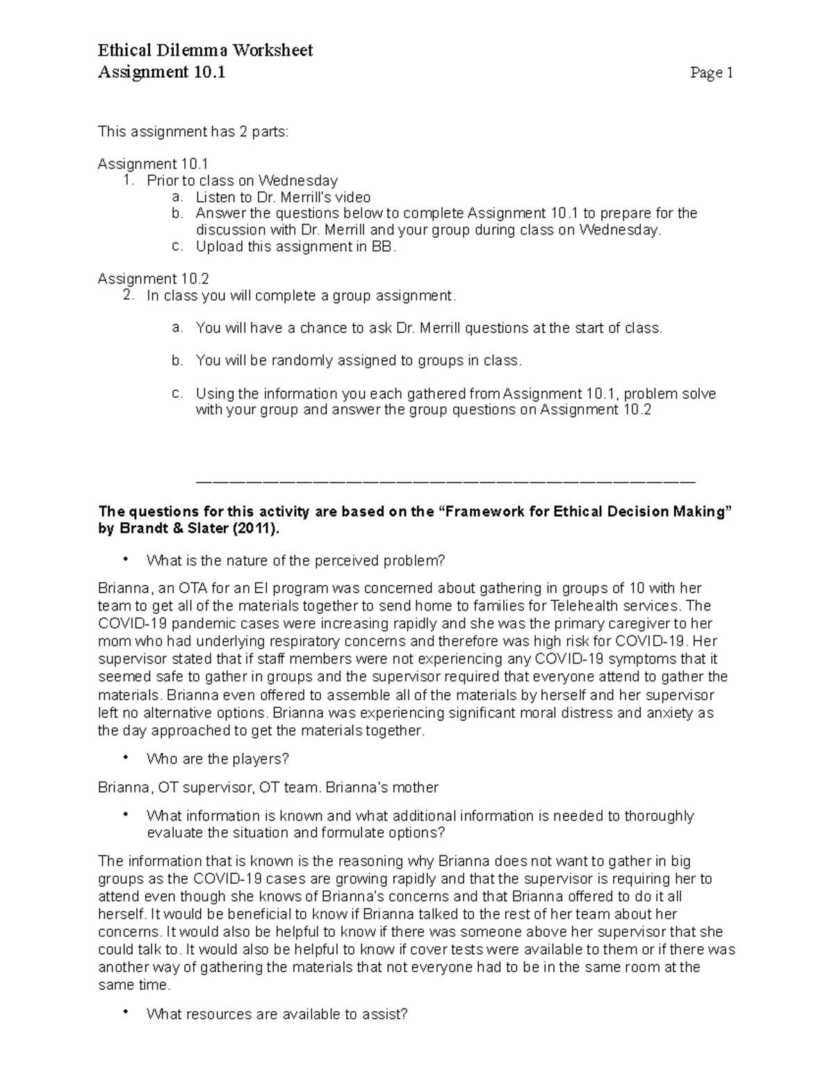 assignment preparation notes