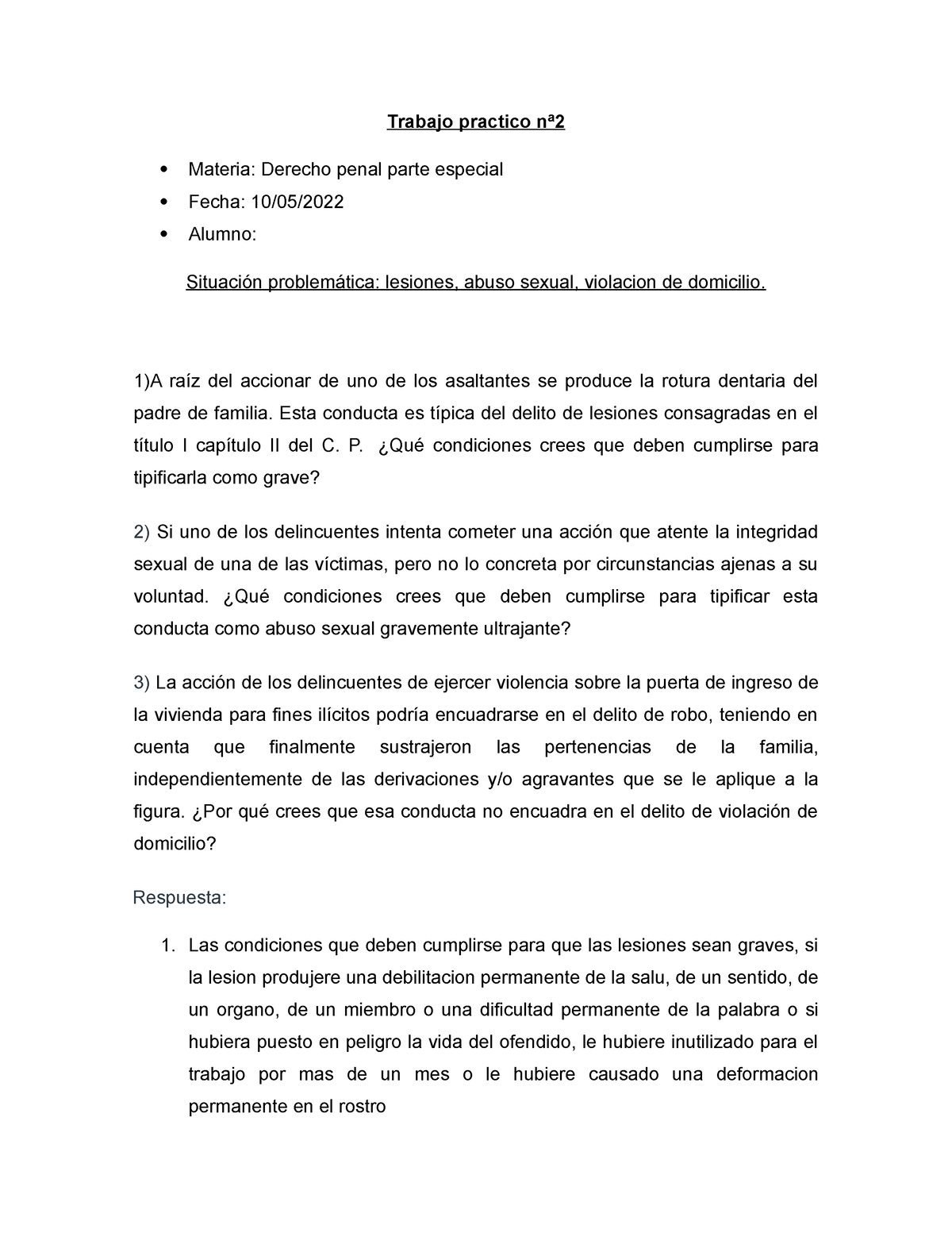 Trabajo Practico N°2 Tp 2 Trabajo Practico Nª 2 Materia Derecho