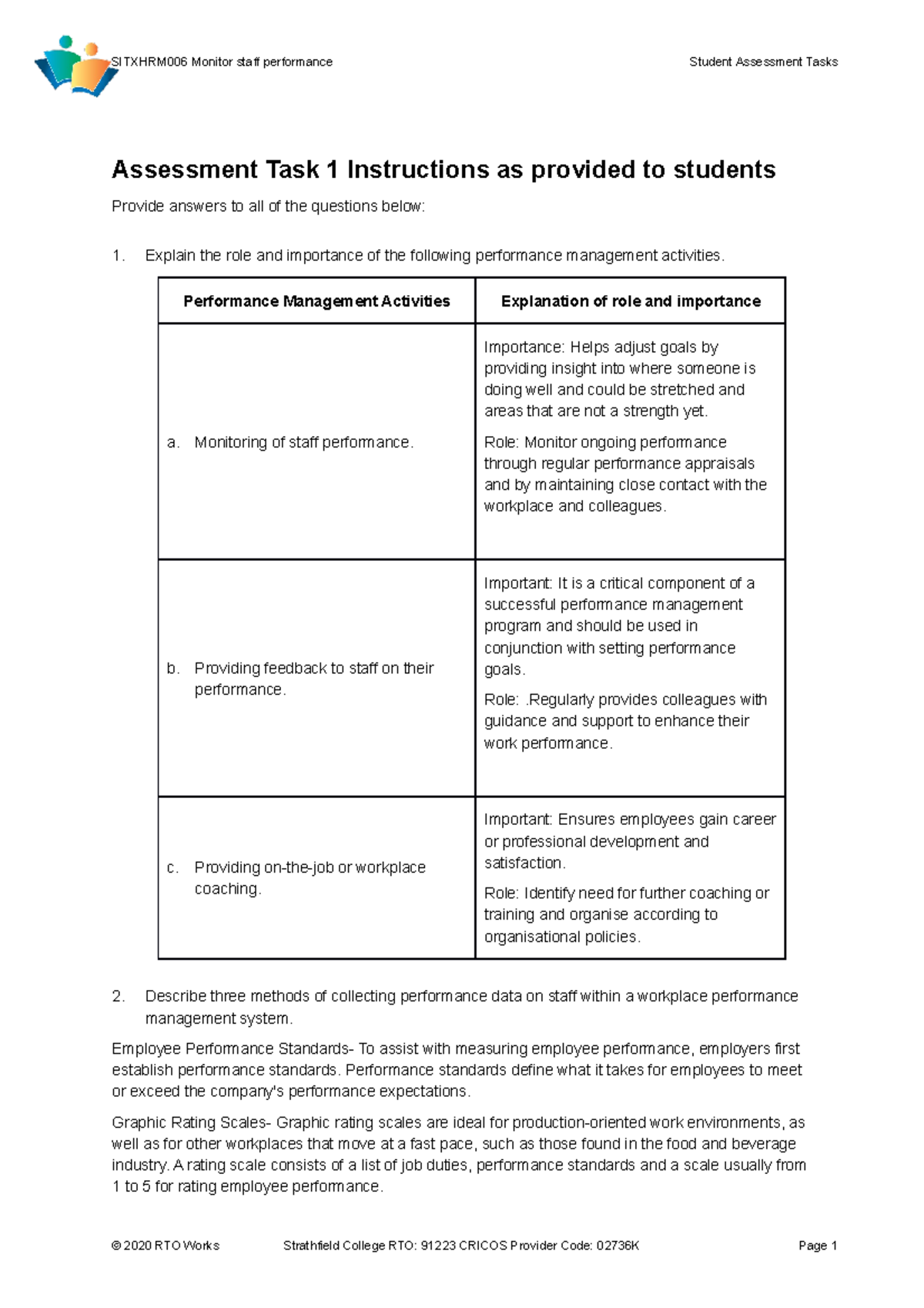 Sitxhrm 006-Assessment Task 1 - Assessment Task 1 Instructions As ...