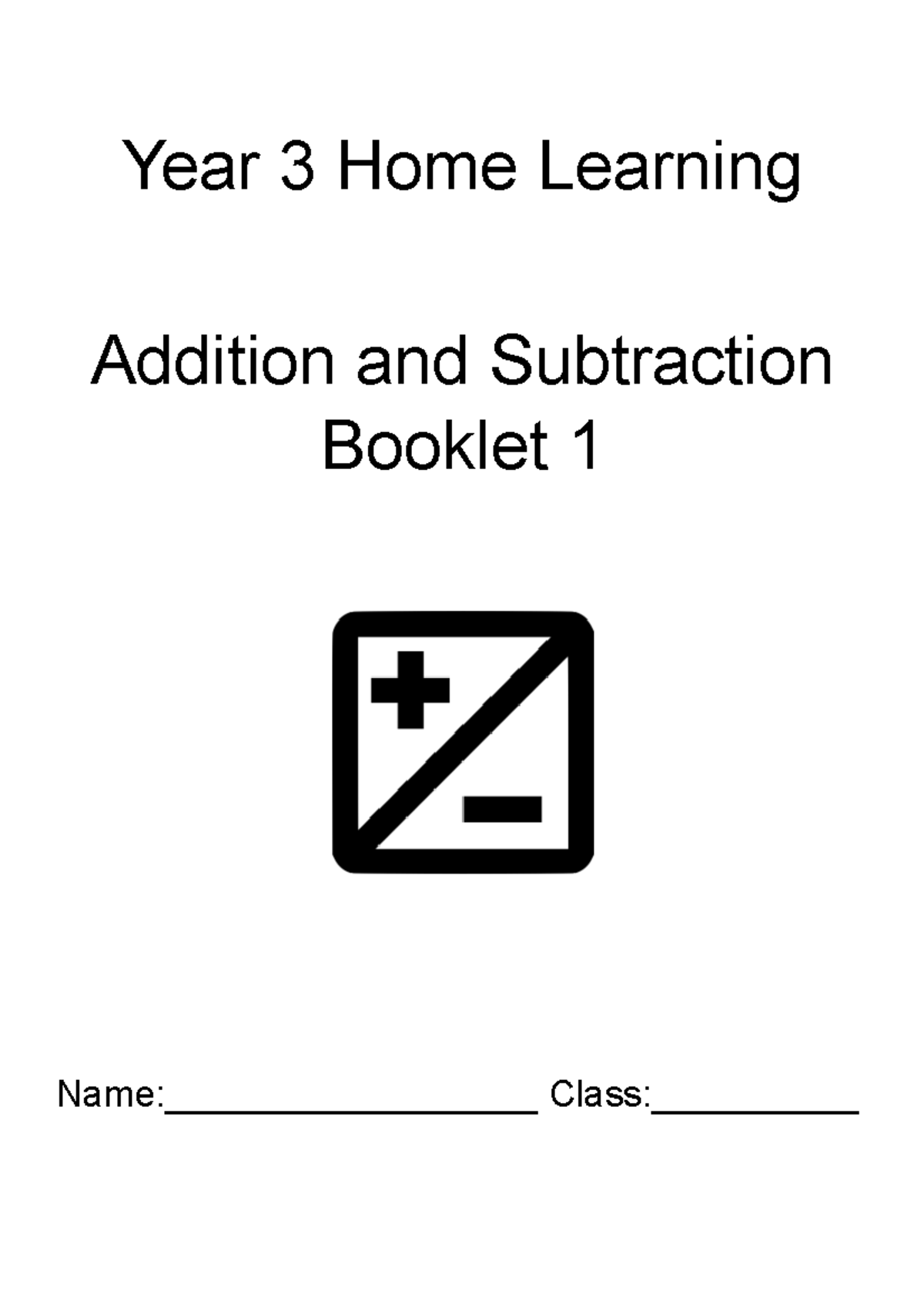 Year 3 Home Learning Booklet 1 - Year 3 Home Learning Addition and ...