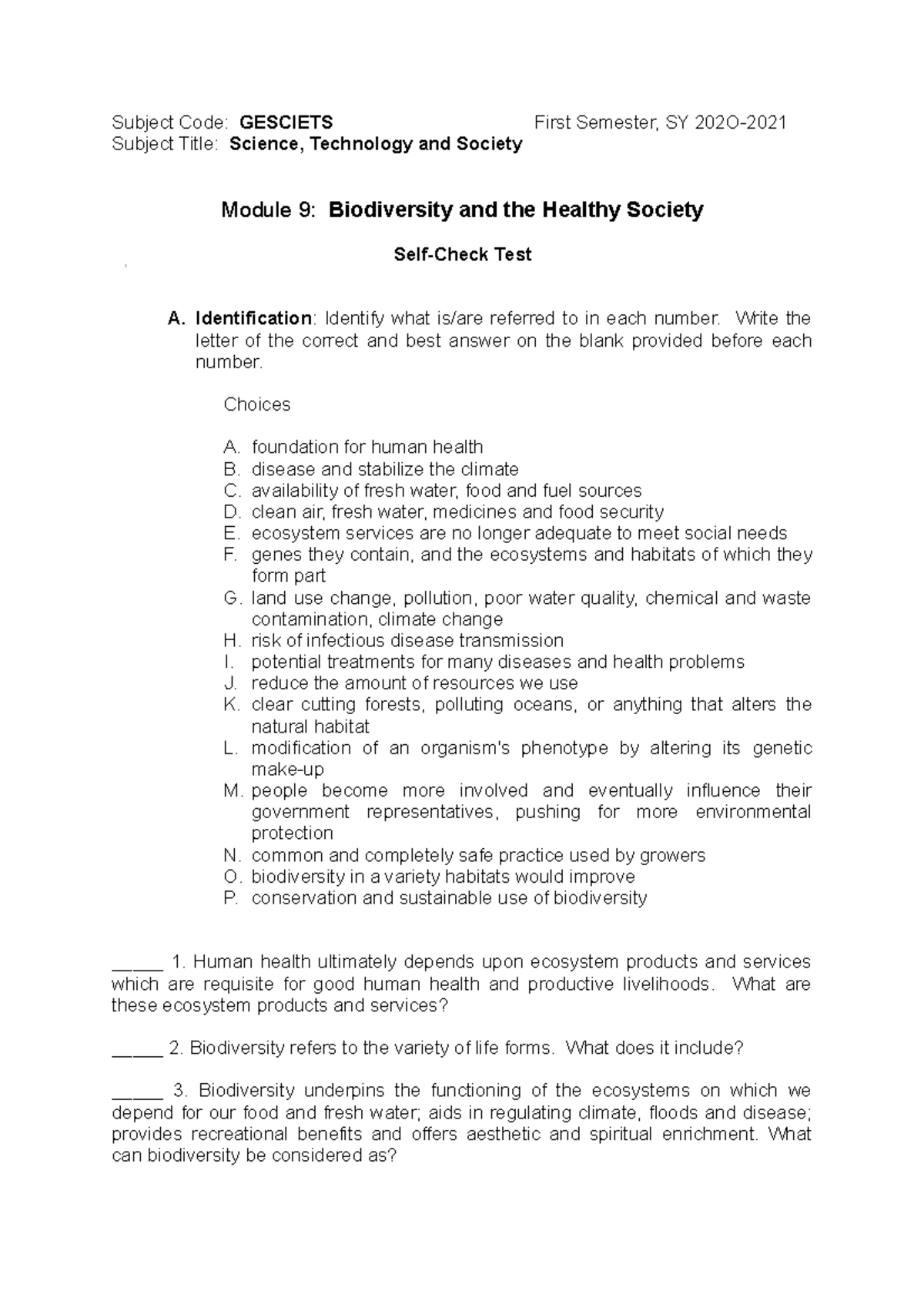 self-check-test-module-9-biodiversity-and-the-healthy-society