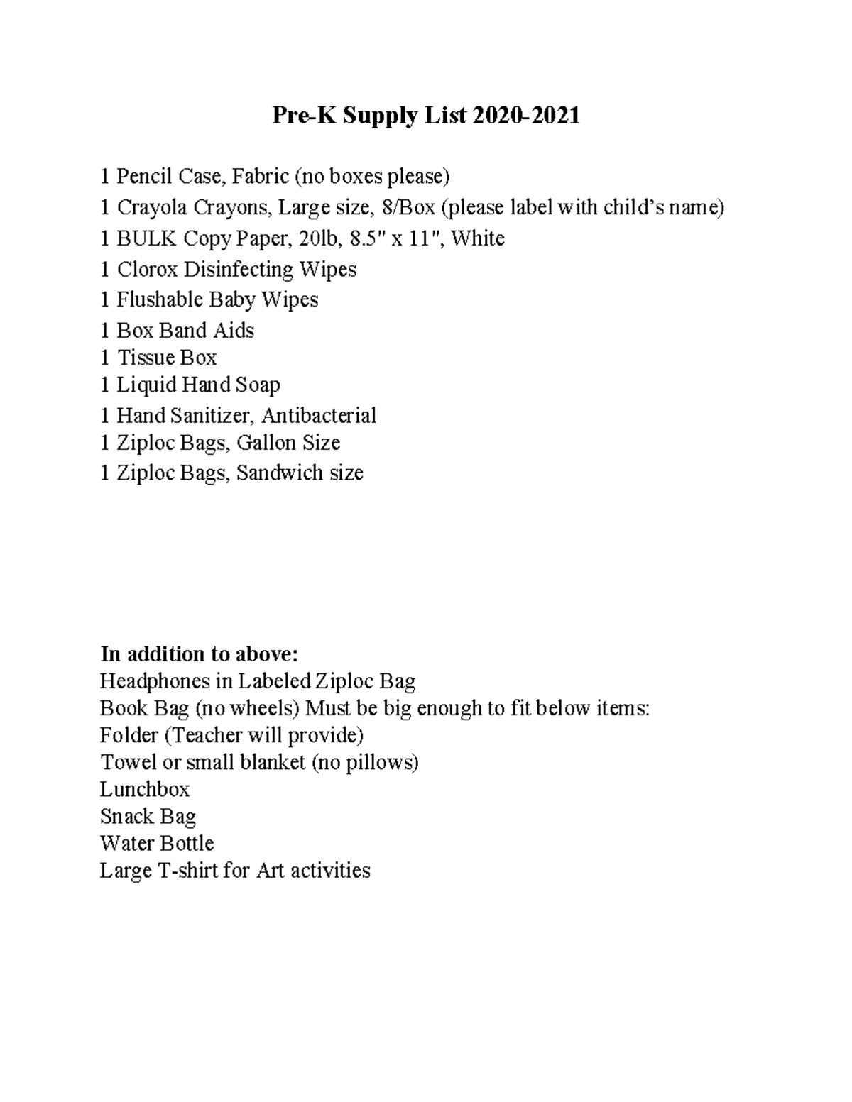 Supply Kits 0h hjbygu PreK Supply List 2020 1 Pencil Case, Fabric