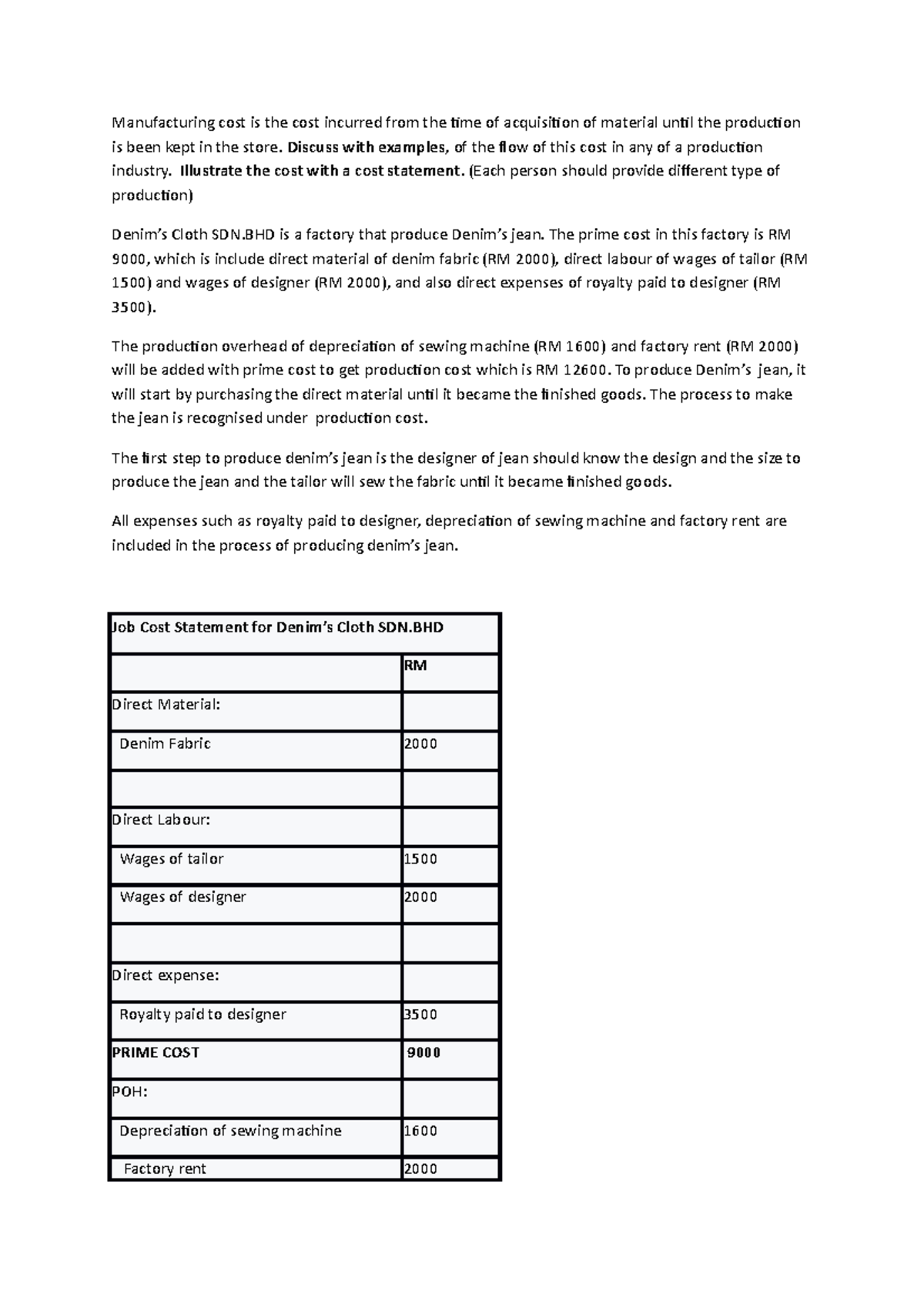 Blended Learning Week 3 Manufacturing cost is the cost incurred from the ime of acquisiion of