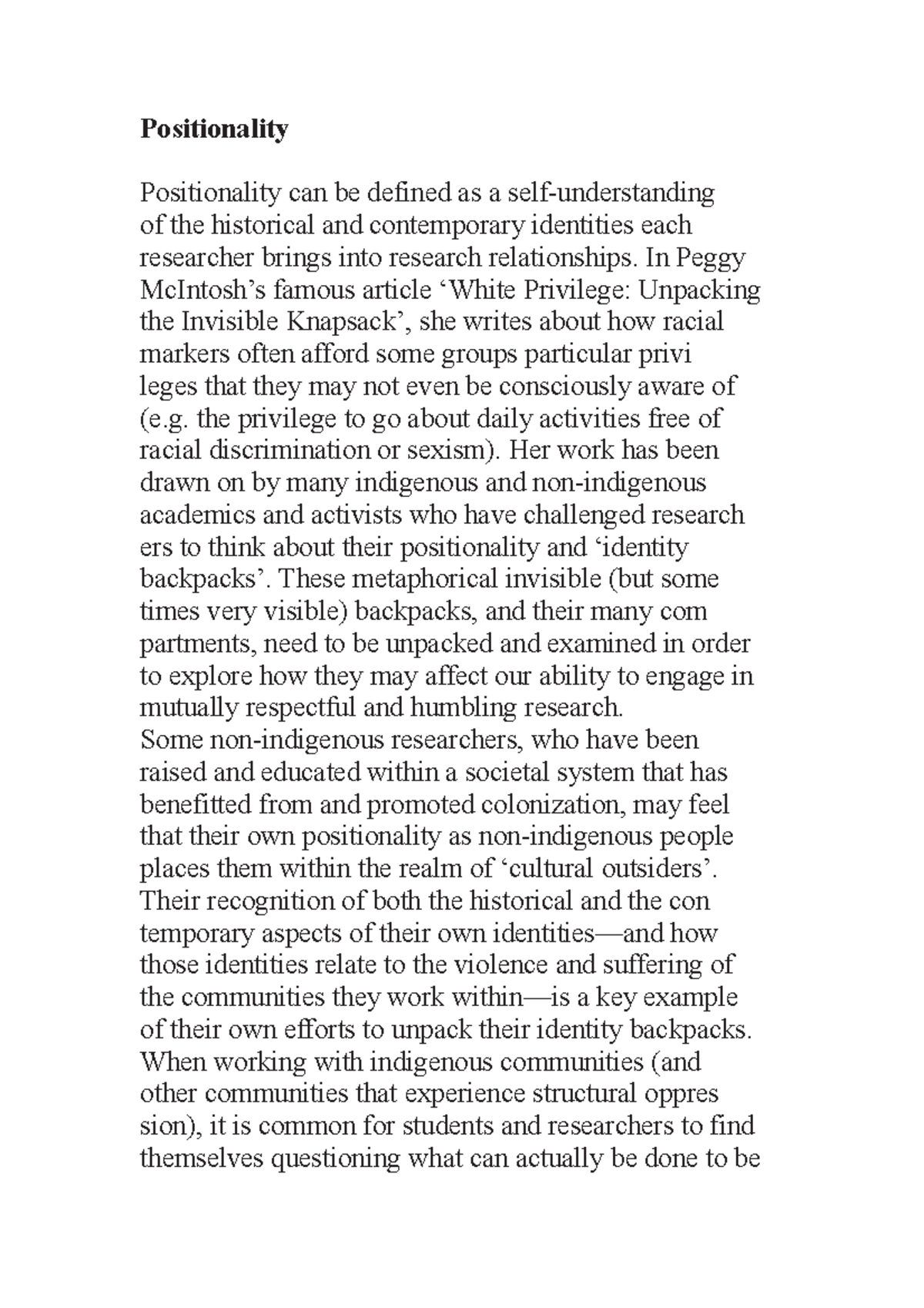 Positionality Positionality Positionality can be defined as a self