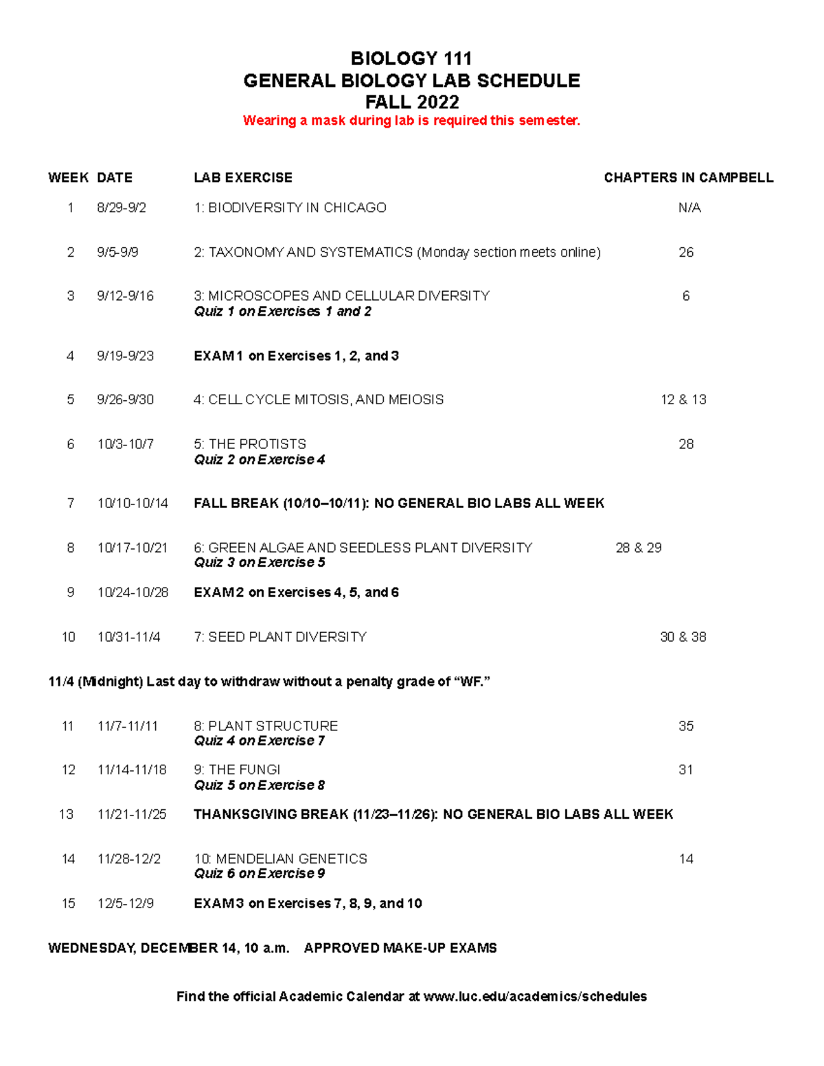 Lang Bio111 Syllabus Fall 2022 BIOLOGY 111 GENERAL BIOLOGY LAB