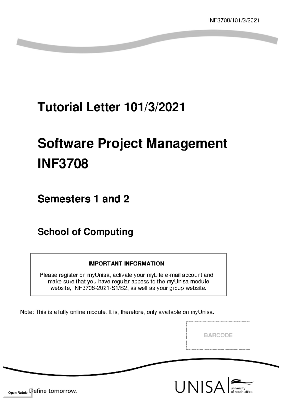 INF3708 101 2021 Updated - INF3708/101/3/20 21 Tutorial Letter 101/ 3 ...