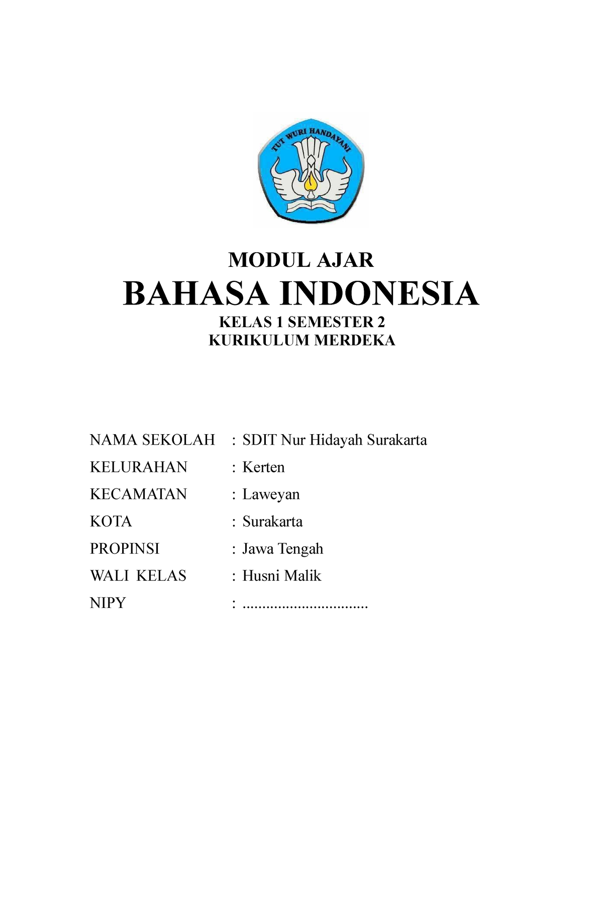 Modul Ajar Bahasa Indonesia Bab 5 Kelas 1 SD MODUL AJAR BAHASA