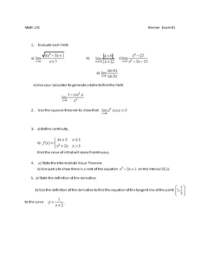 Limits - MATH 141 - Studocu