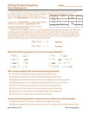 4-4Nuclear Equations copy - Writing Nuclear Equations Name Chem Worksheet 4- In the - Studocu 4-4Nuclear Equations copy - Writing Nuclear Equations Name Chem Worksheet 4- In the - Studocu