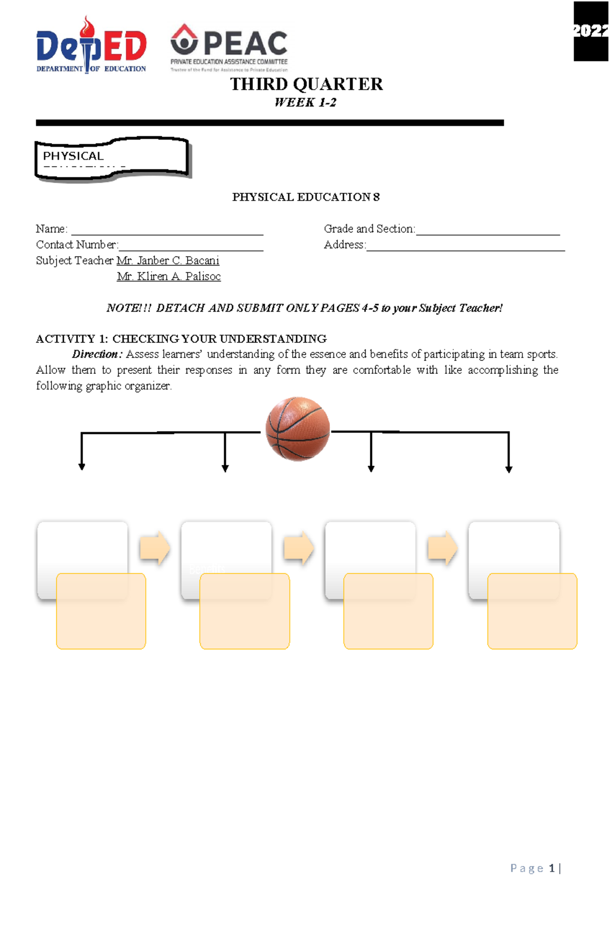 PE G8 Module Q3 Basketball - Physical Benefits Emotional Benefits ...