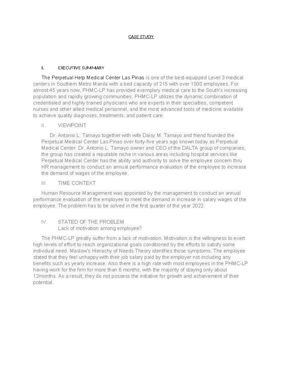 Case study - Summary Bachelor of Science in Accountancy - CASE STUDY I ...