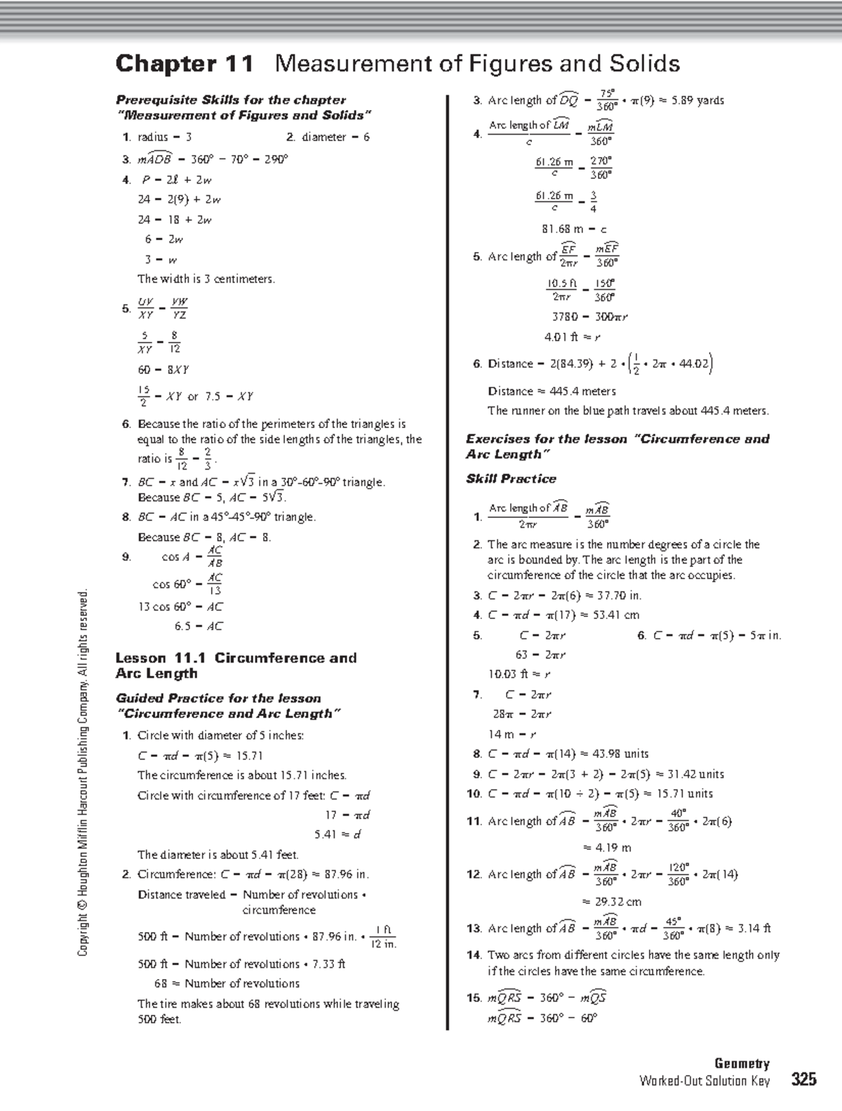 Ch 11solutions key - geometry solutions - Copyright © Houghton Mifflin ...